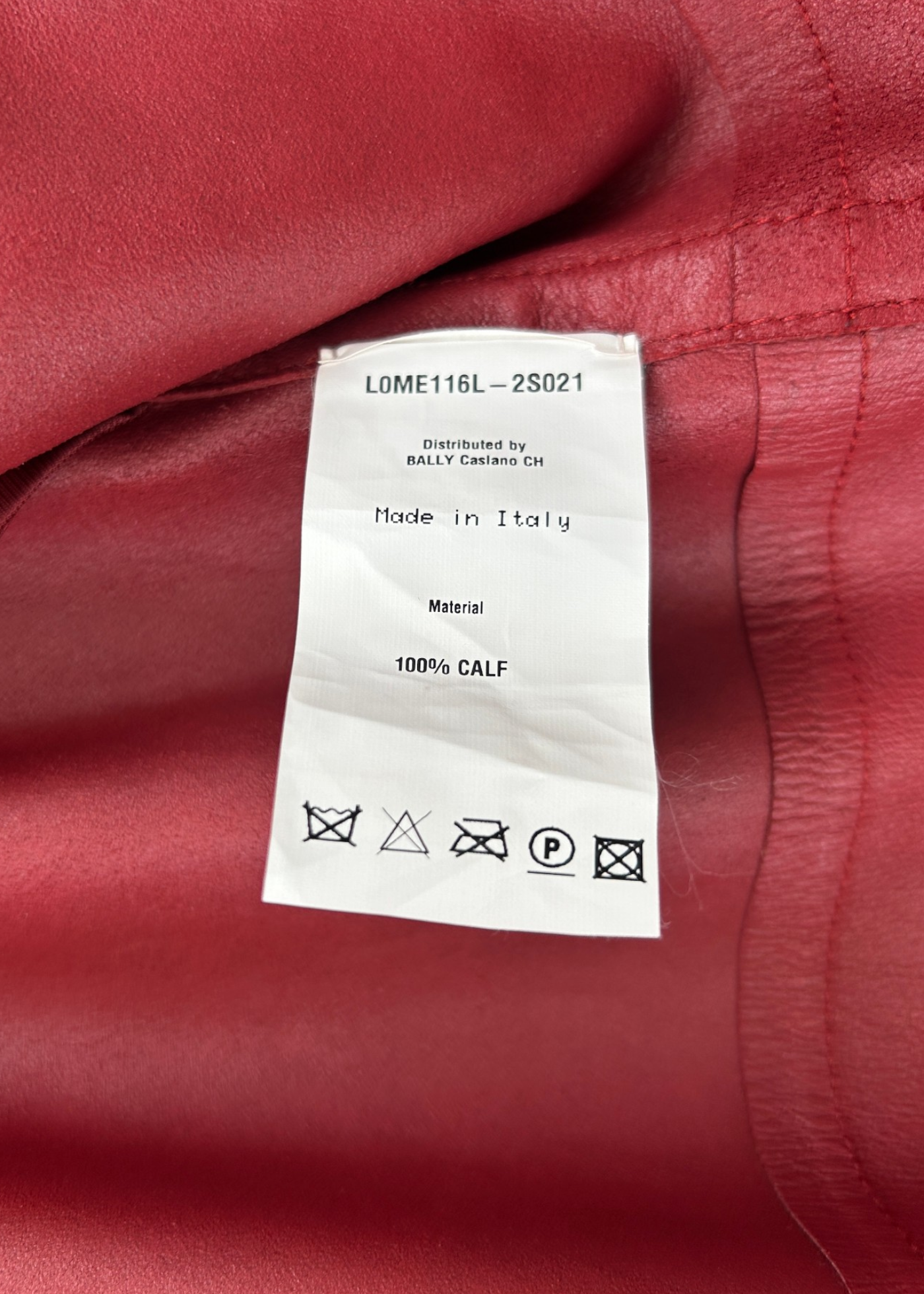 BALLY Cherry Red Leather Midlength Coat