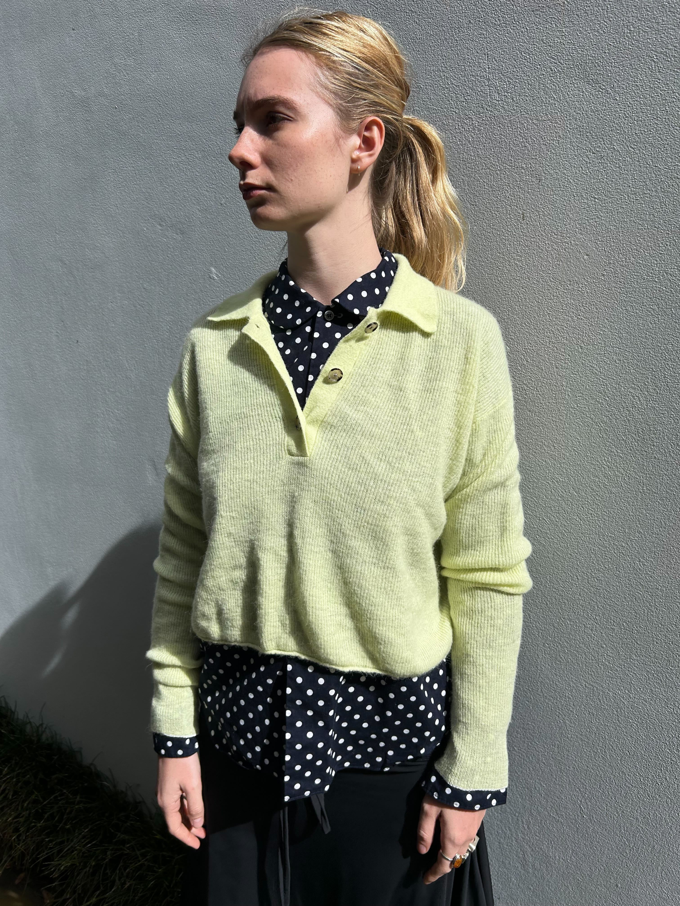 ACNE STUDIOS Chartreuse Cropped Collar Knit