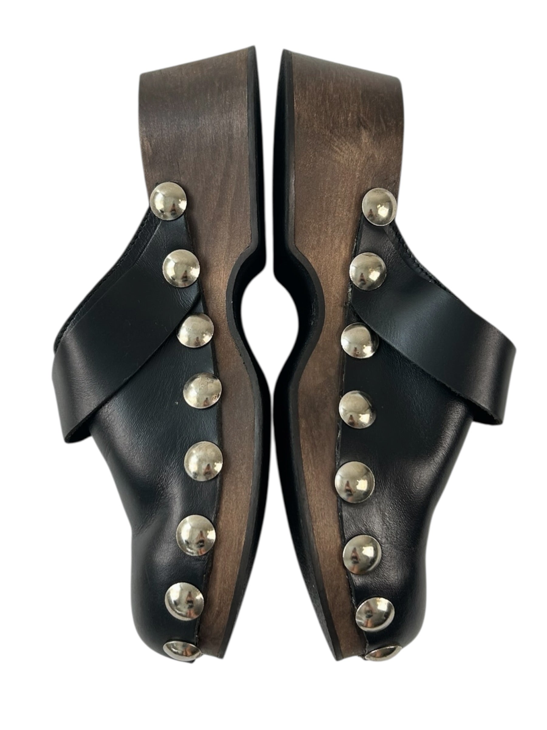 GANNI Leather Studded Clogs