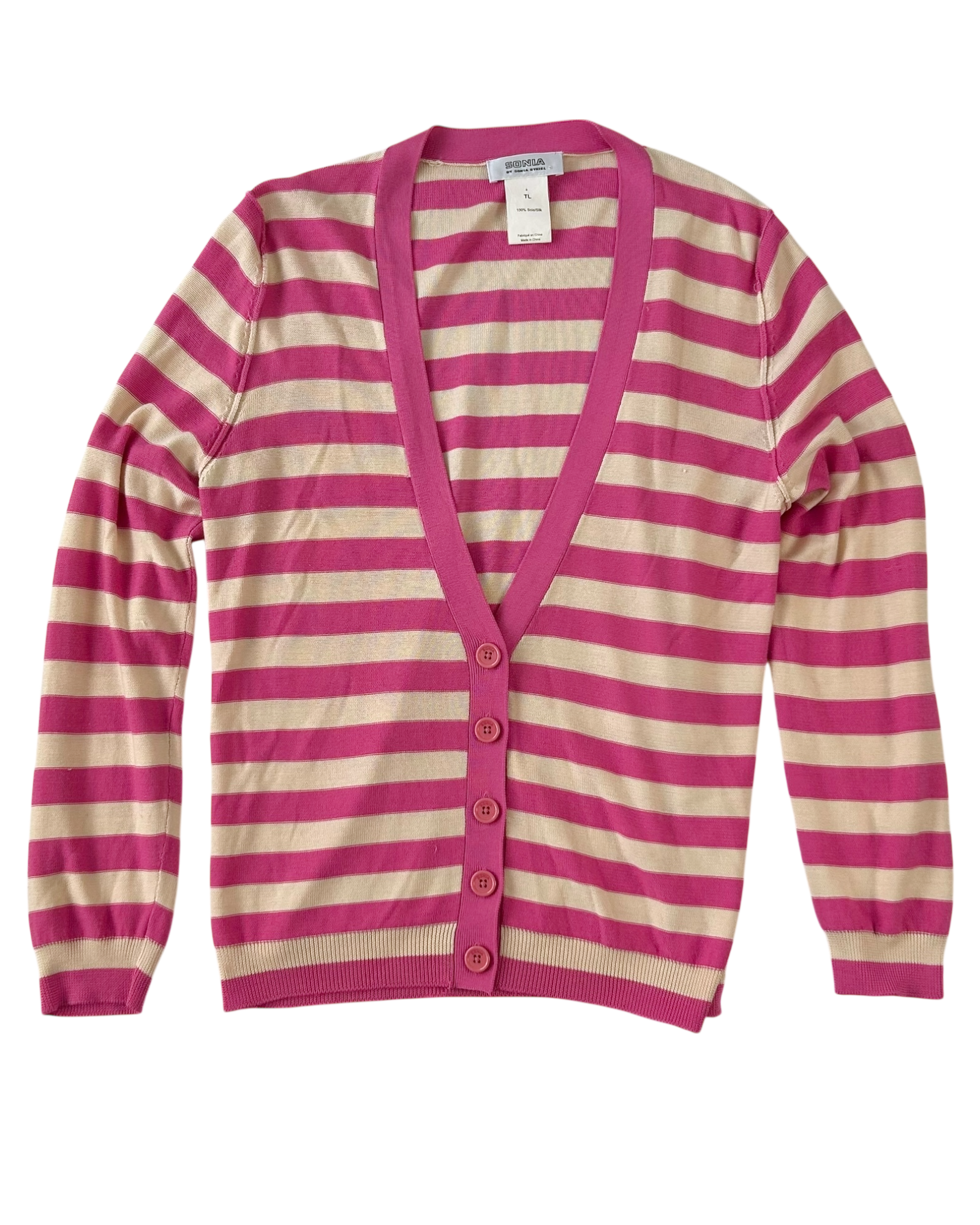 SONIA BY SONIA RYKIEL Stripe Silk Knit Cardigan