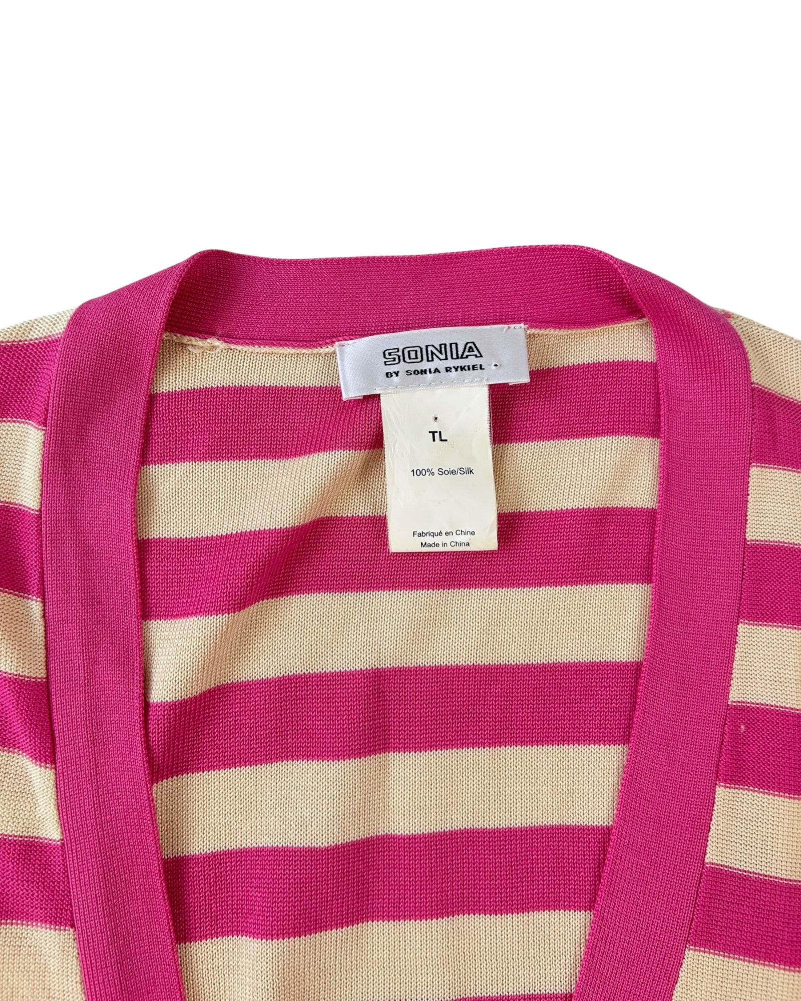 SONIA BY SONIA RYKIEL Stripe Silk Knit Cardigan