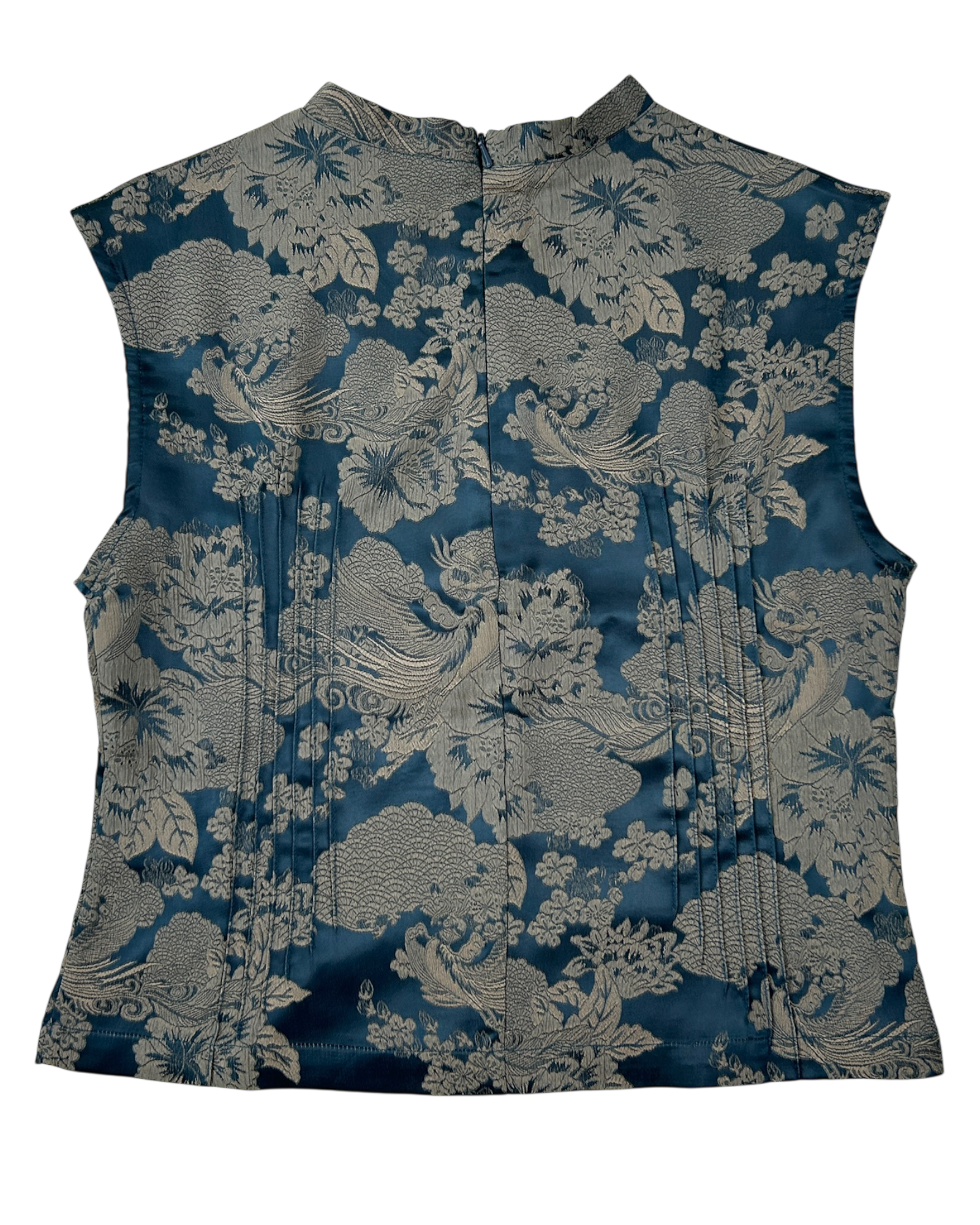 MUSE THE LABEL 'Clio' Dragon Jaquard Satin Crop Top