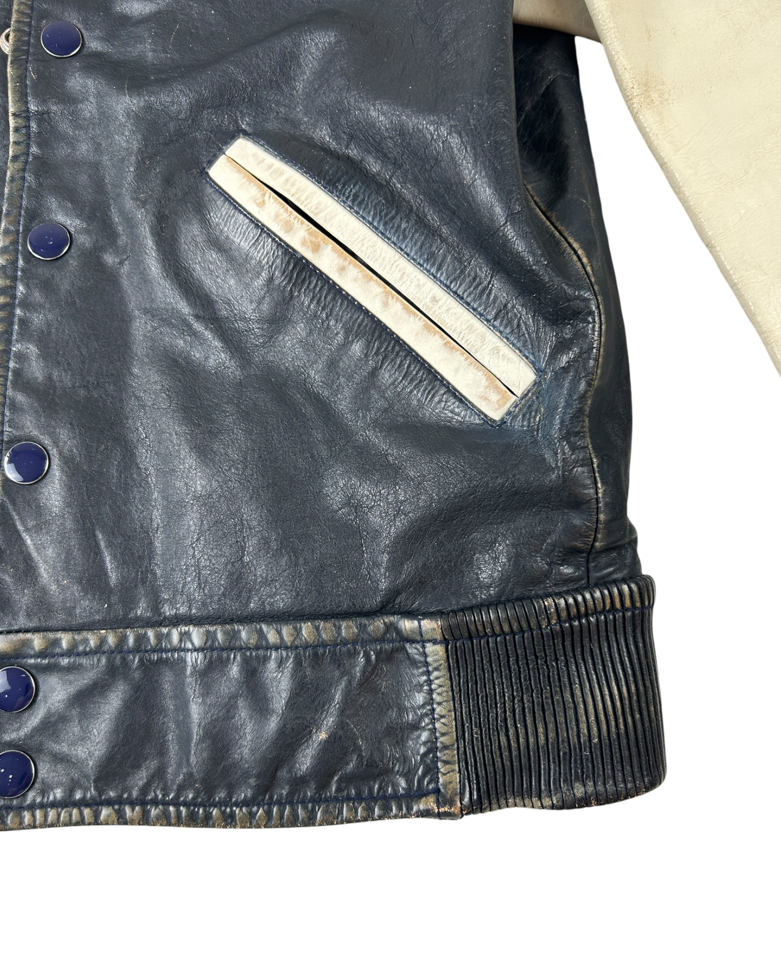 DIESEL (AS IS) Navy Varsity 'Somewhere Forever' Cowhide Jacket