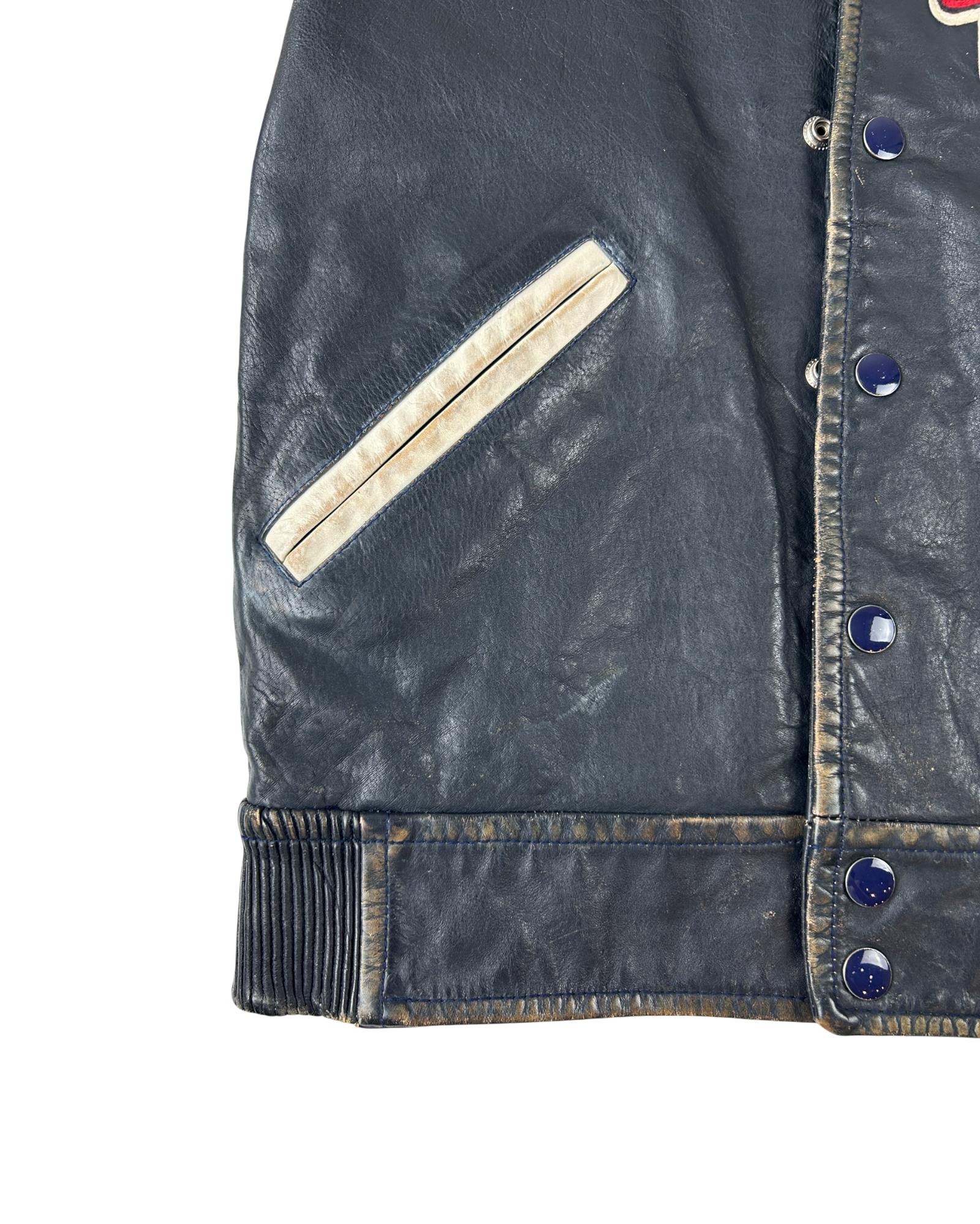 DIESEL (AS IS) Navy Varsity 'Somewhere Forever' Cowhide Jacket