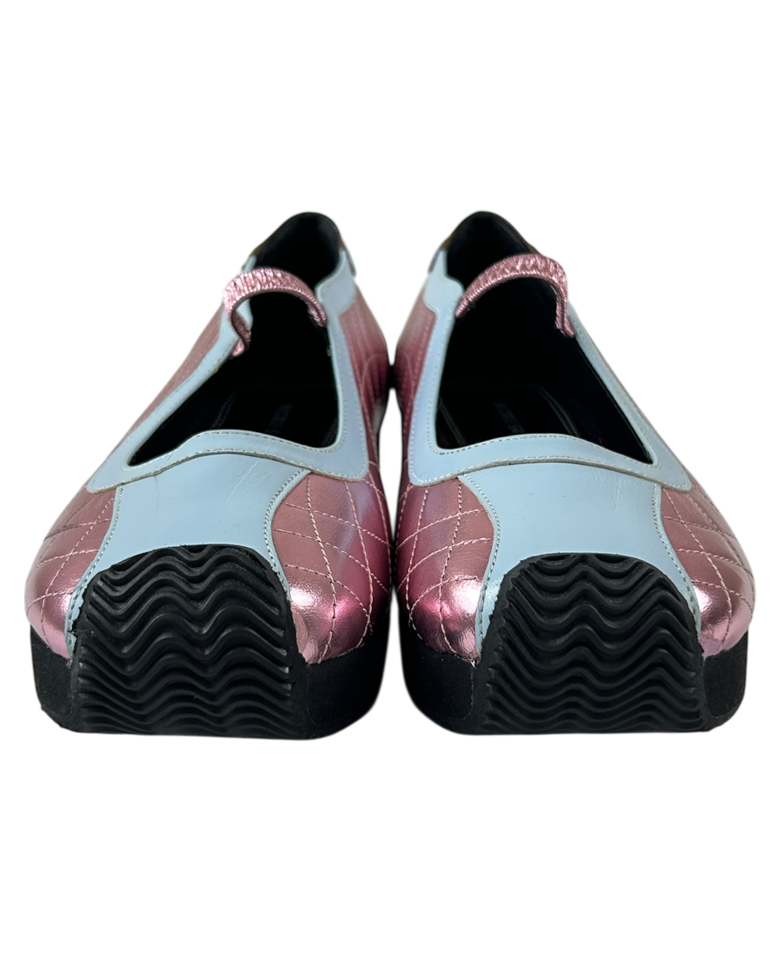 NICOLE SALDANA Metallic Sporty Tech Platform Mary Janes