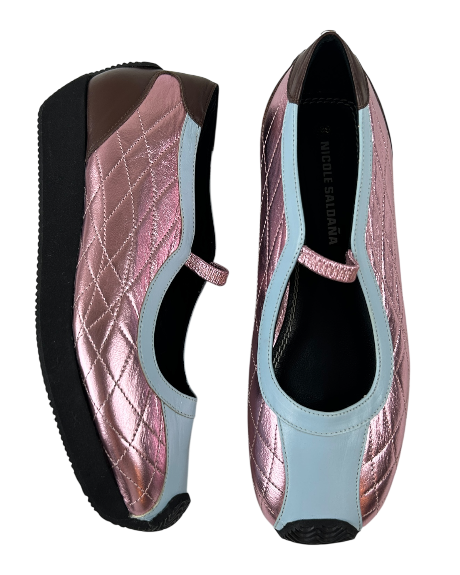 NICOLE SALDANA Metallic Sporty Tech Platform Mary Janes
