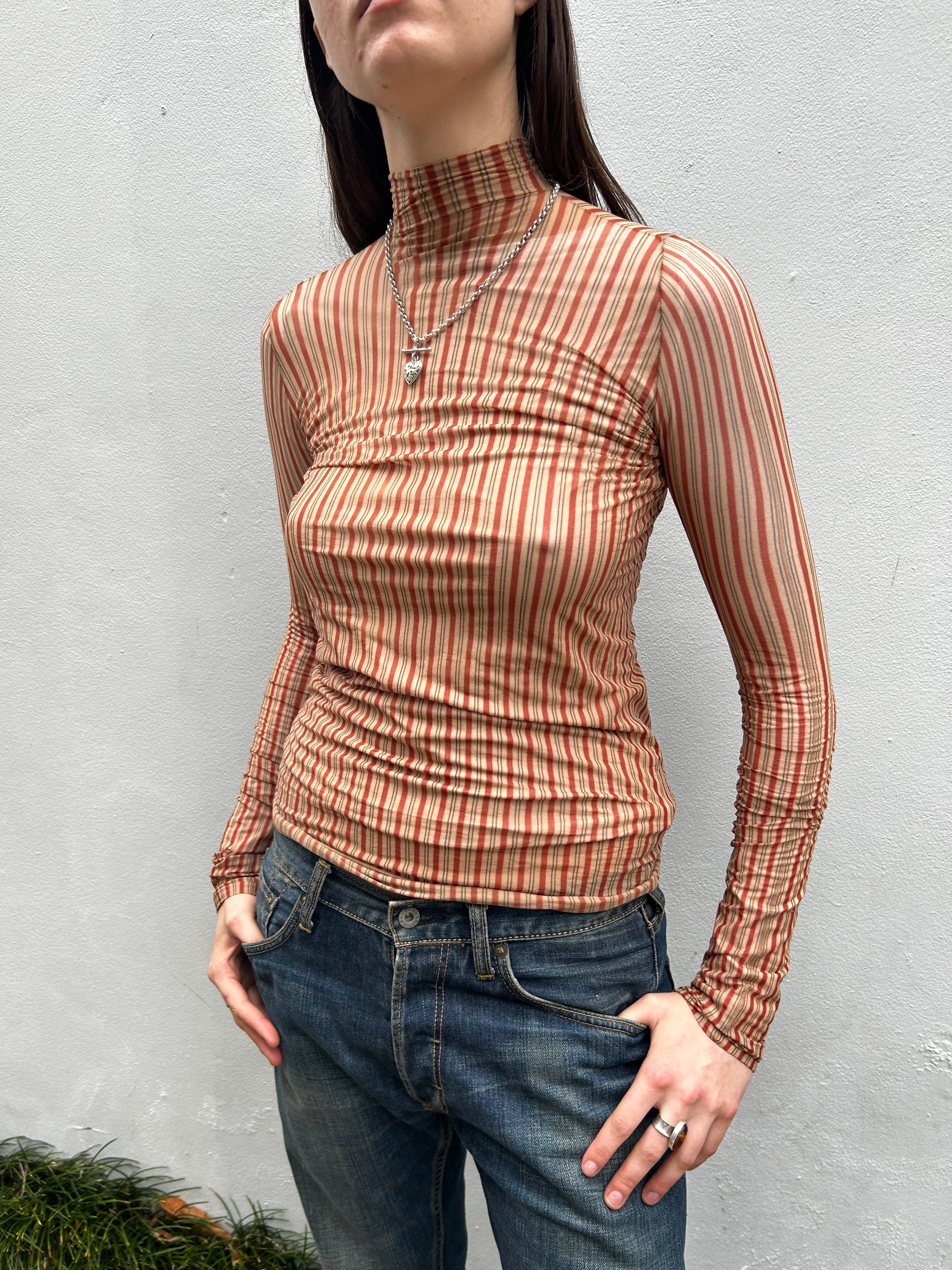 ACNE STUDIOS (AS IS) Stripe Second Skin Mesh Top