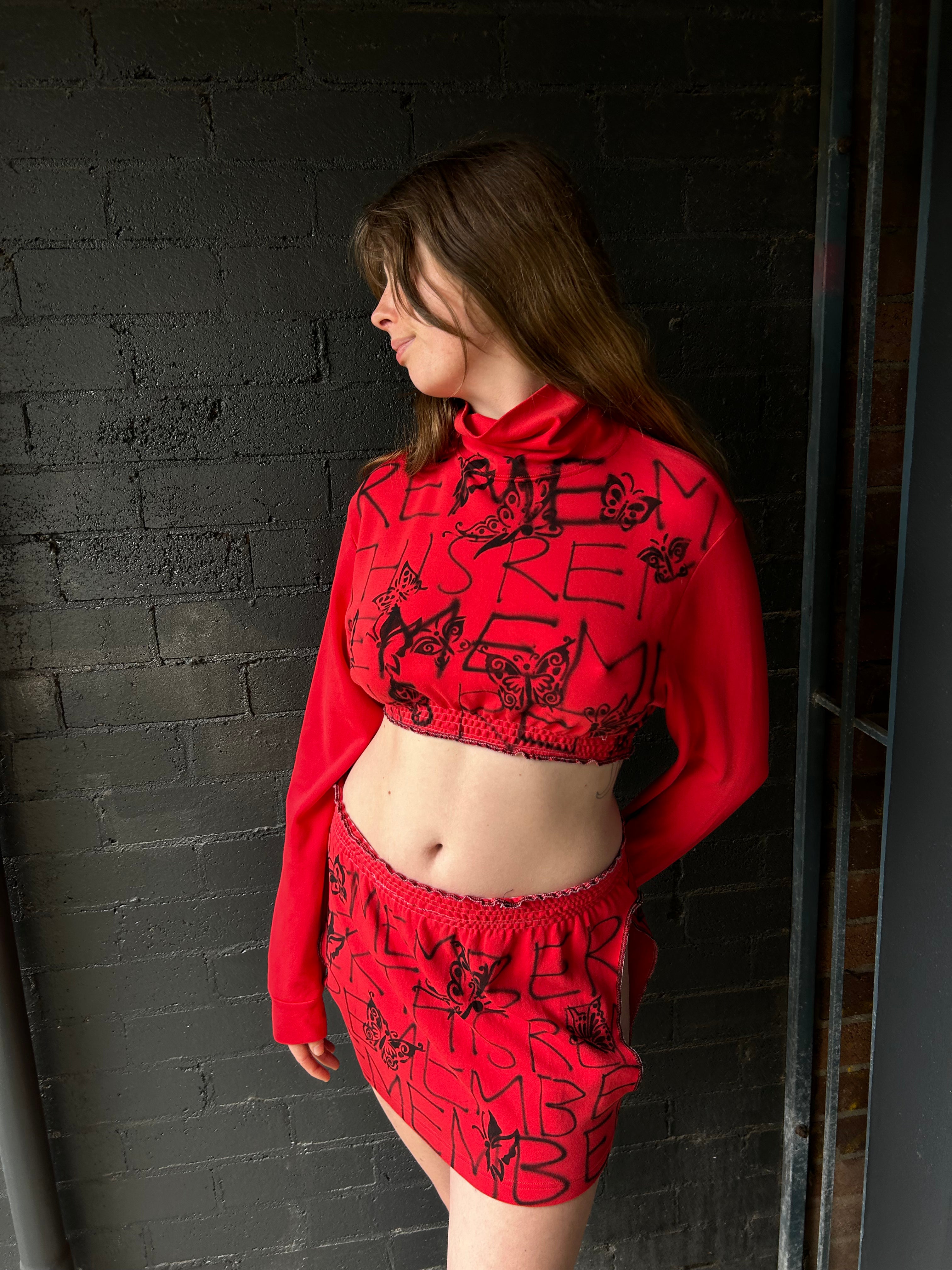 EGG LEMON Airbrushed Cutout Mini Skirt