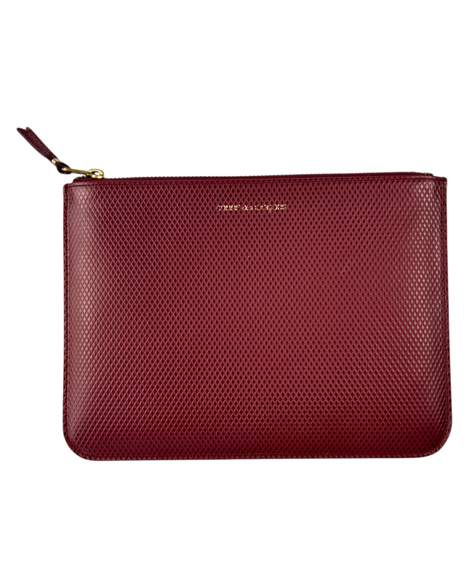 COMME DES GARCONS Diamond Emboss Leather Zip Pouch