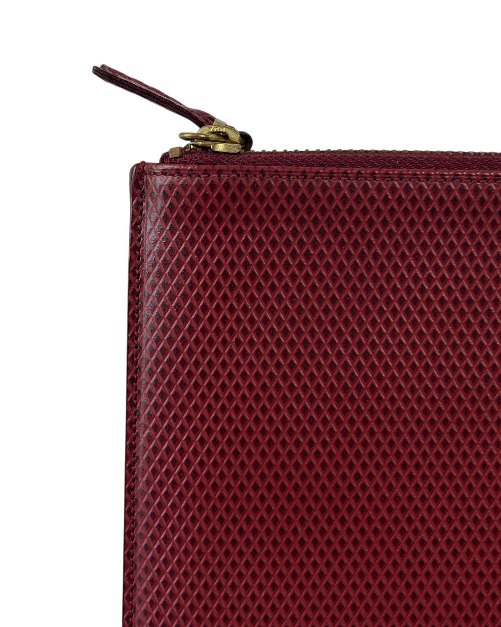 COMME DES GARCONS Diamond Emboss Leather Zip Pouch