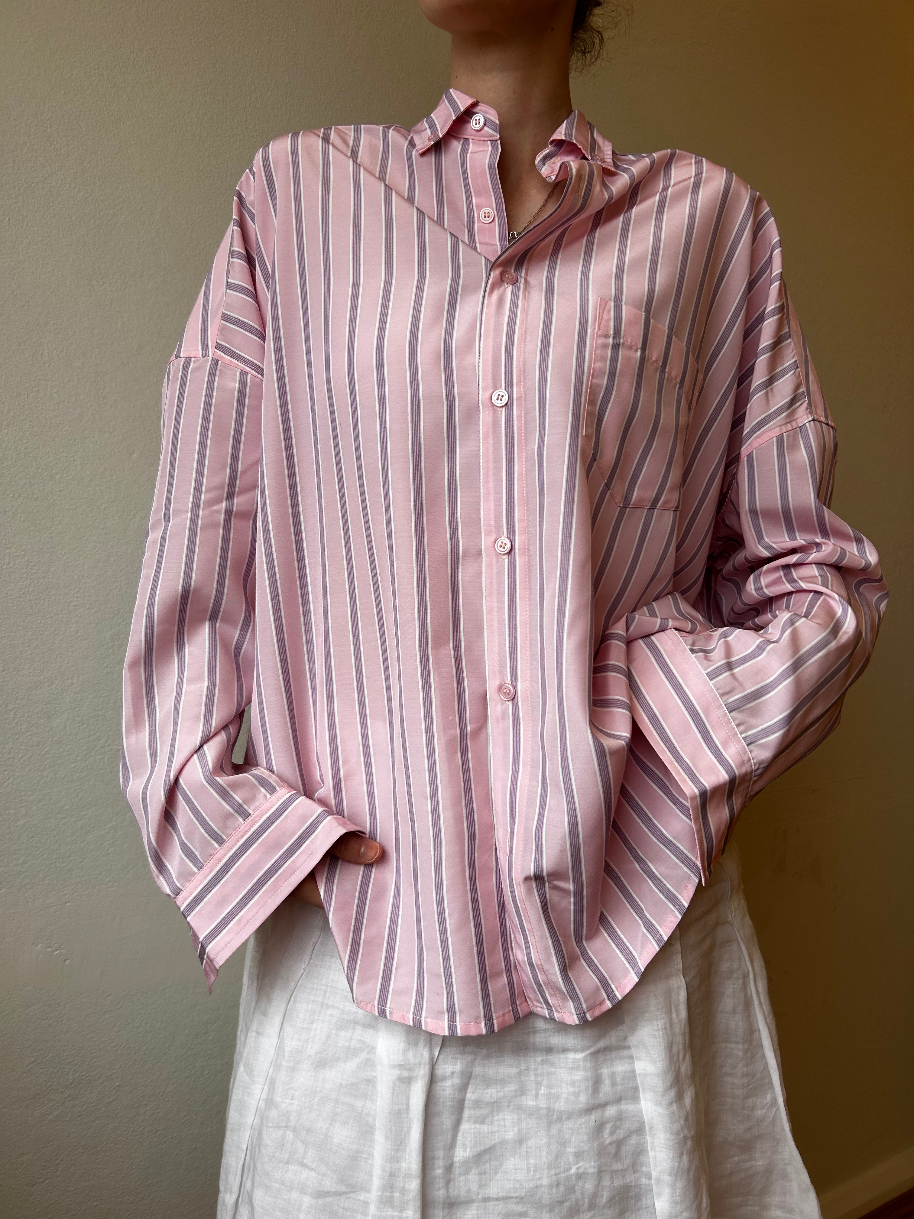 BLANCA Pink Stripe Button Down Shirt