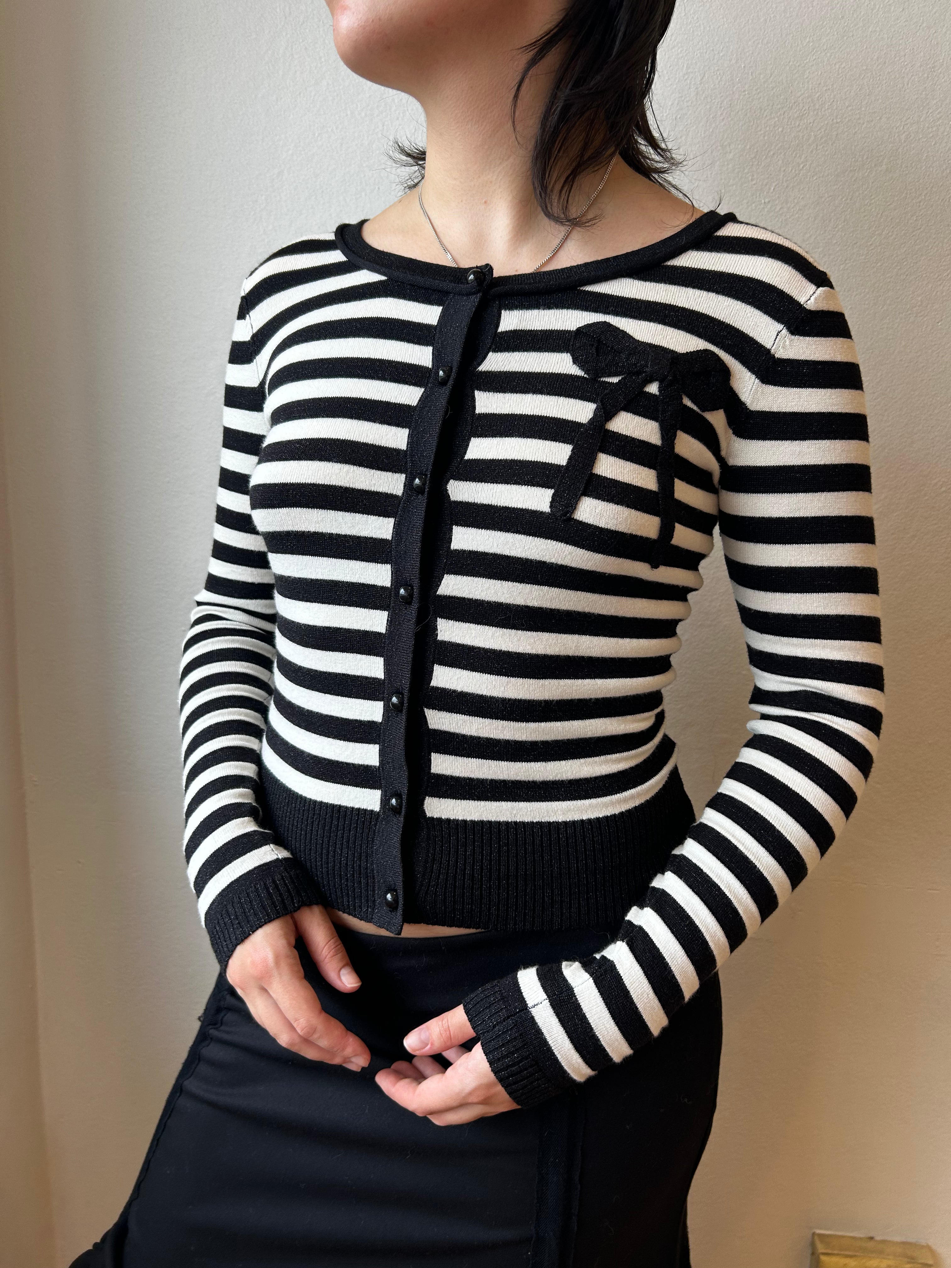 REVIEW VINTAGE Stripe Bow Cardigan