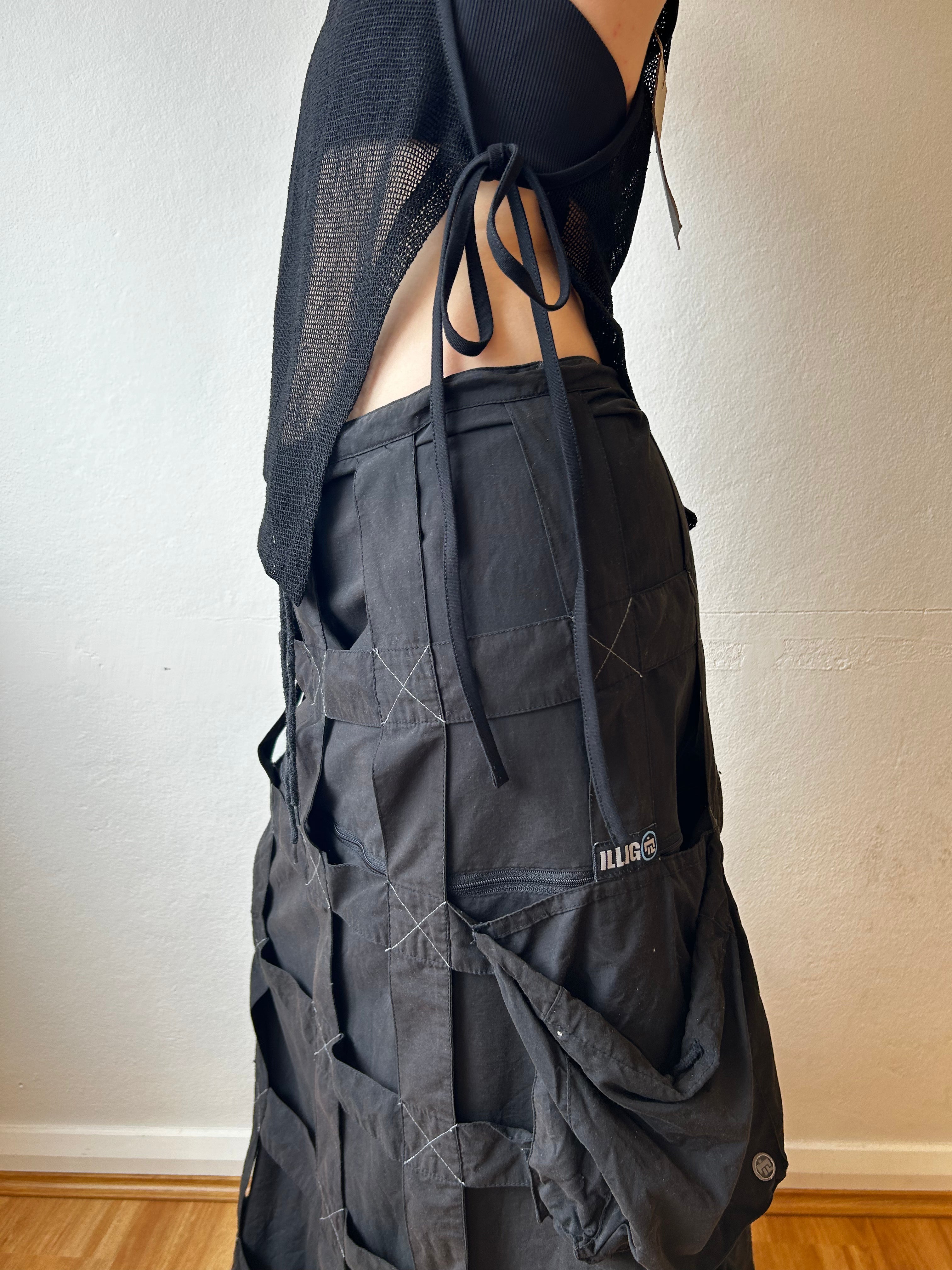 ILLIG 90s Industrial Raver Cage Cargo Skirt