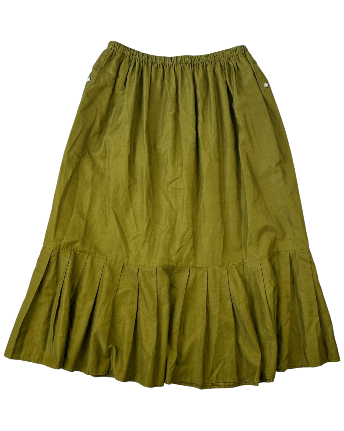 NEEDLES (AS IS) Olive Green Pleat Midi Skirt