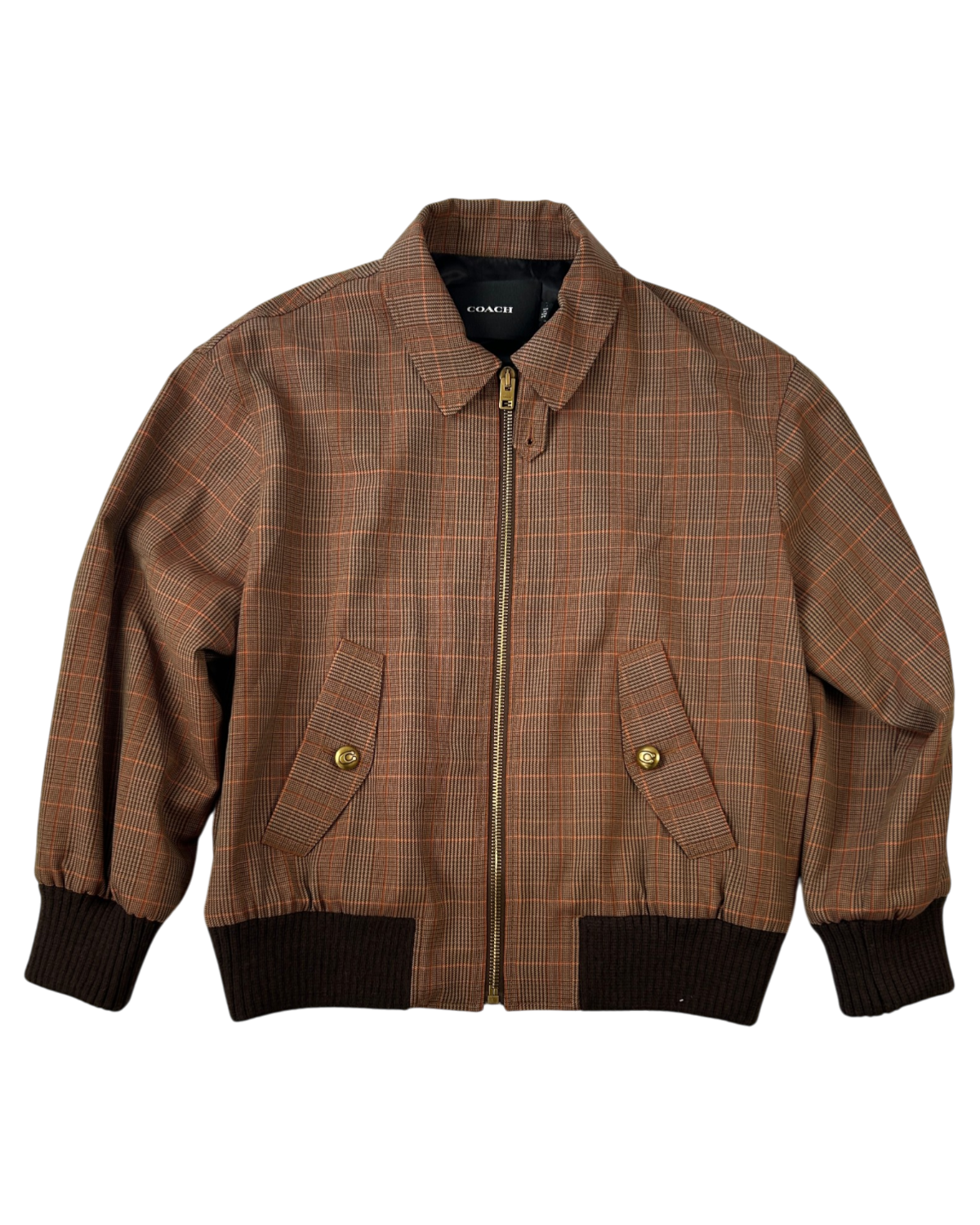 COACH Wool Blend Plaid Blouson Jacket