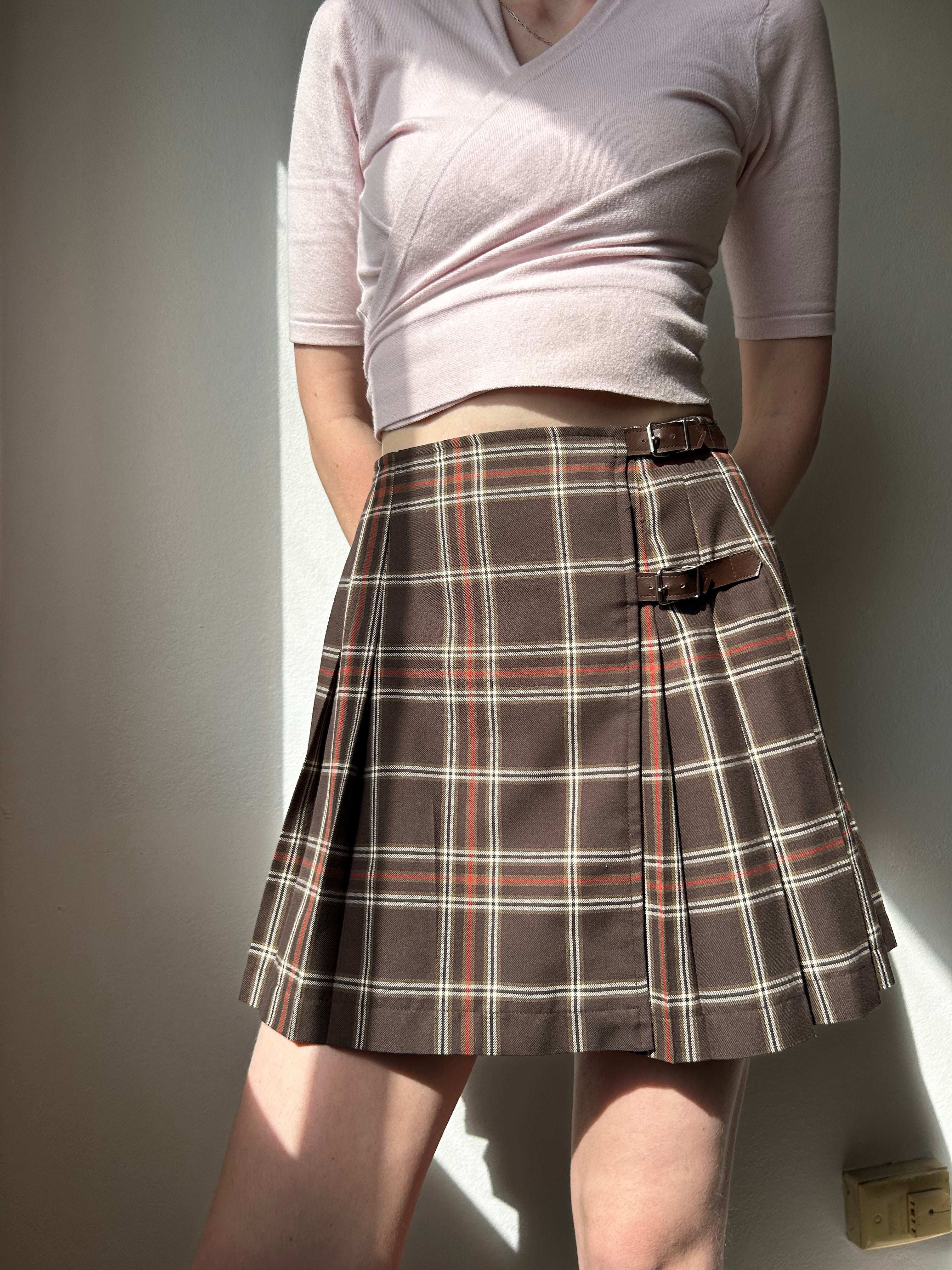 EQUIPMENT VINTAGE Plaid Pleat Mini Skirt
