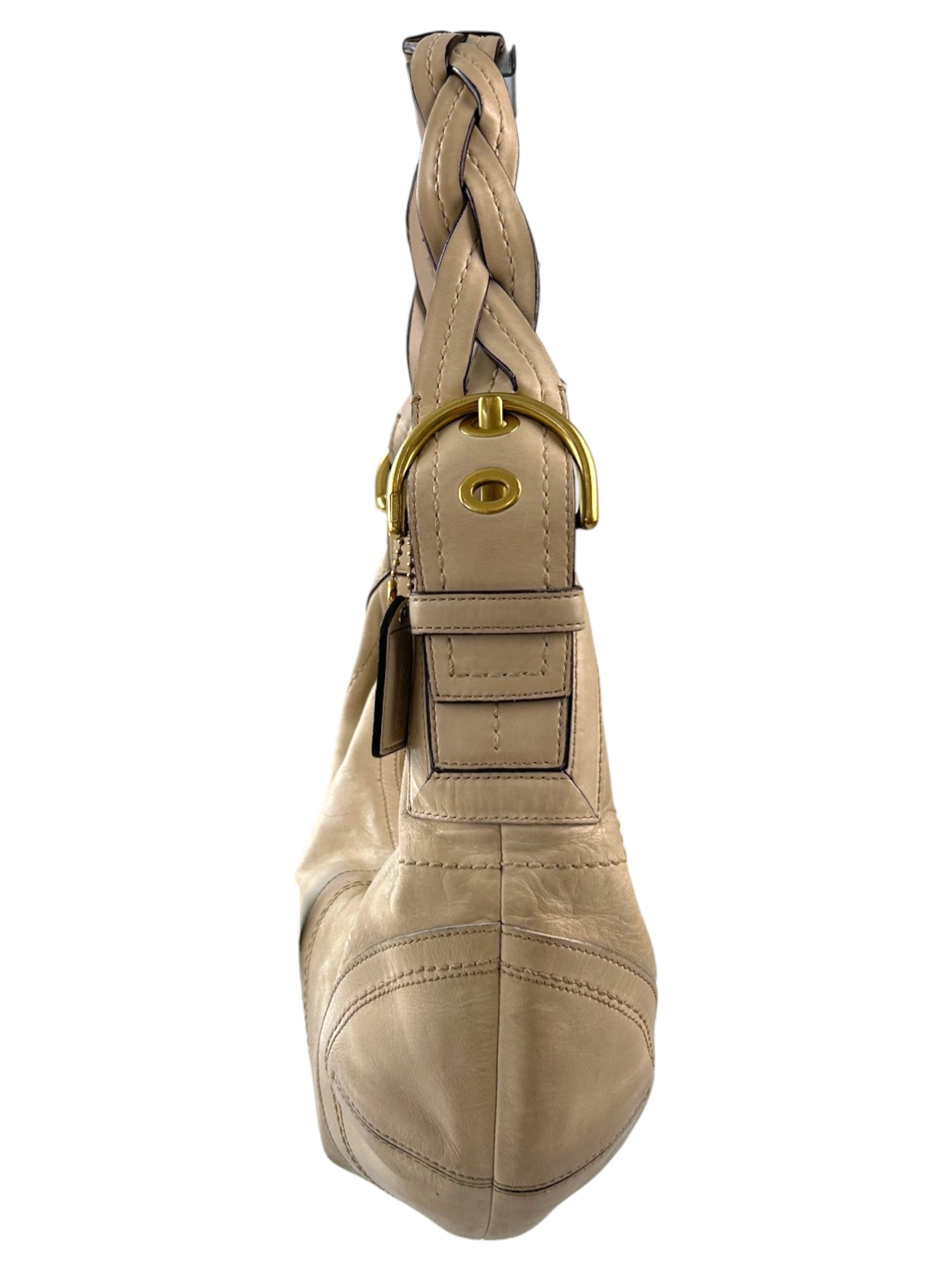 COACH Cream Leather Braided Strap Hobo Bag