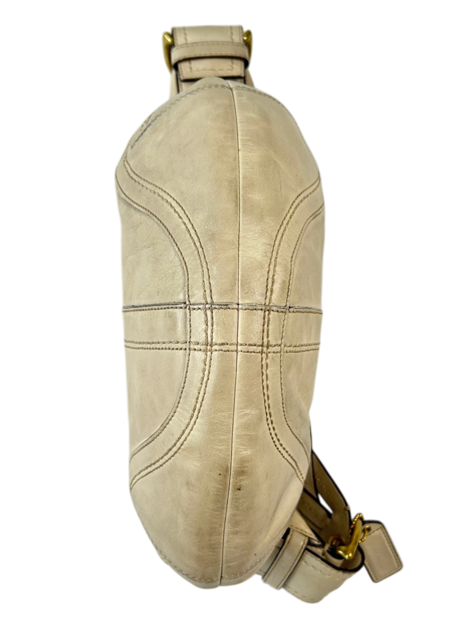 COACH Cream Leather Braided Strap Hobo Bag