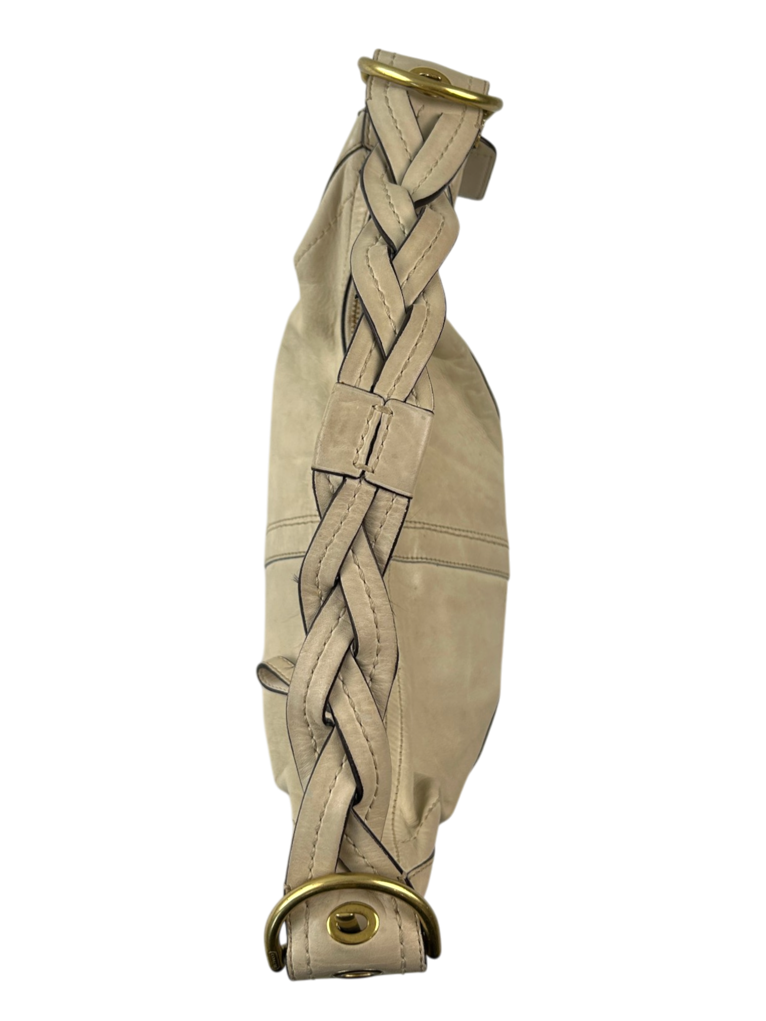 COACH Cream Leather Braided Strap Hobo Bag