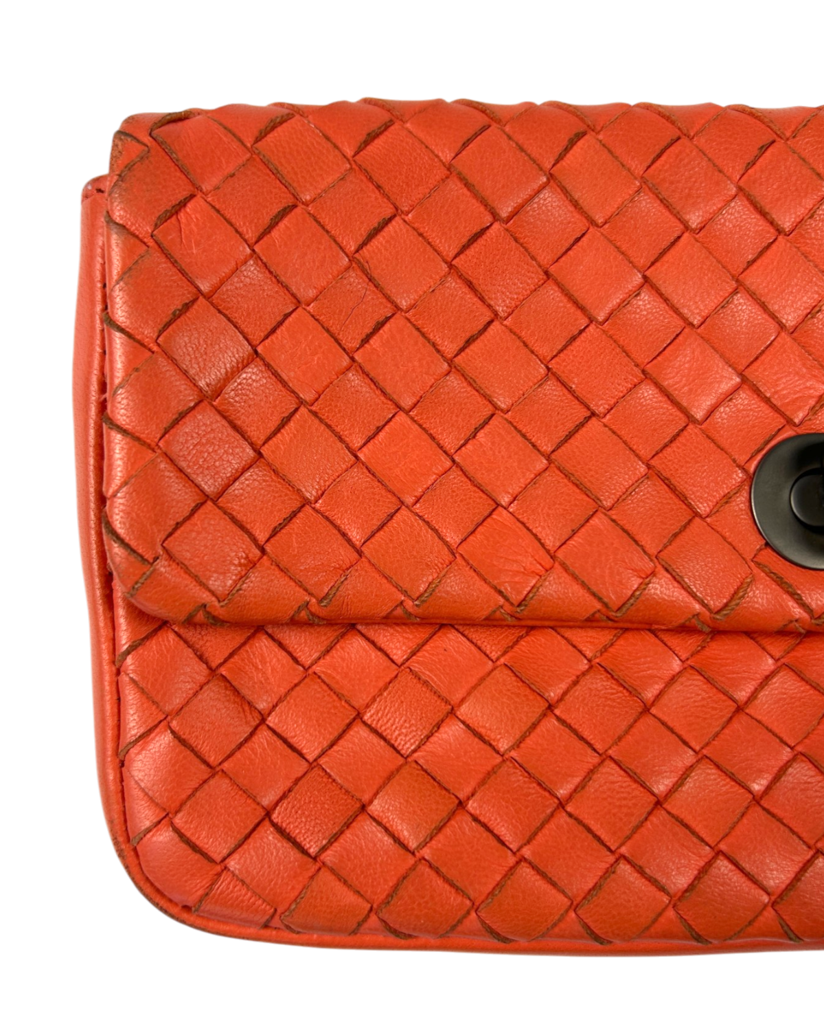 BOTTEGA VENETA (AS IS) Coral Intrecciato Turn Lock Purse