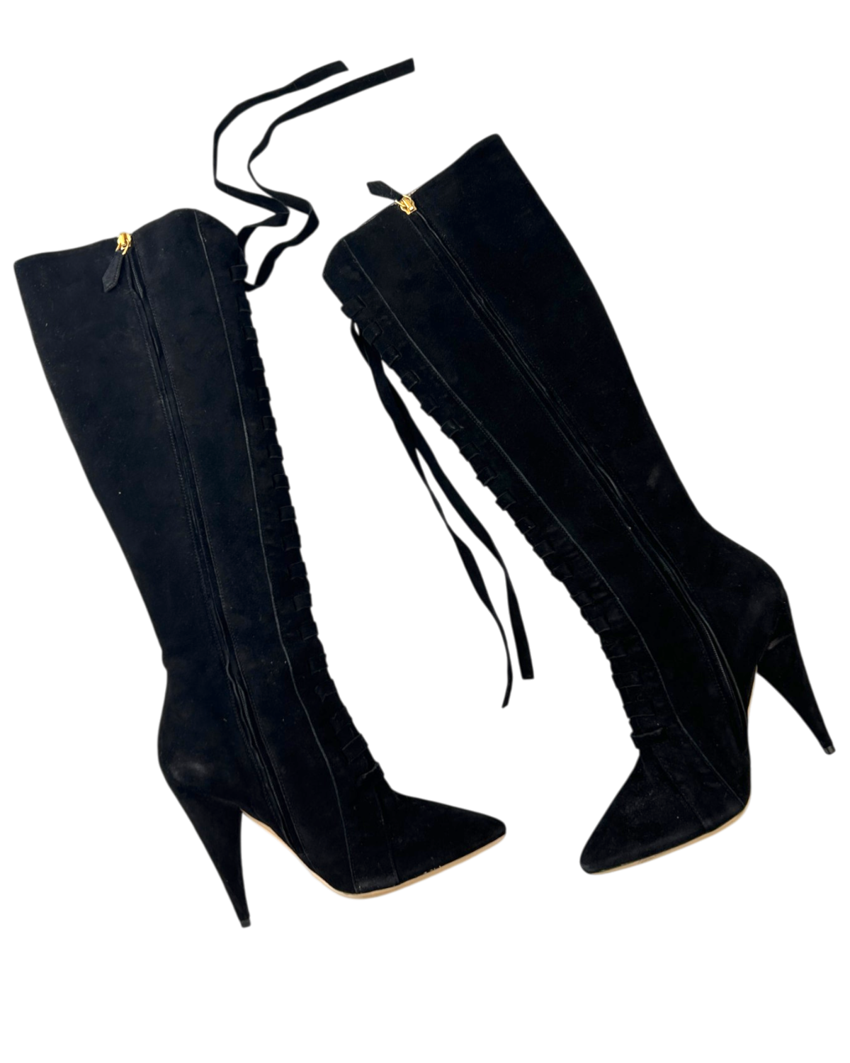 MIU MIU Suede Lace Up Riding Boots