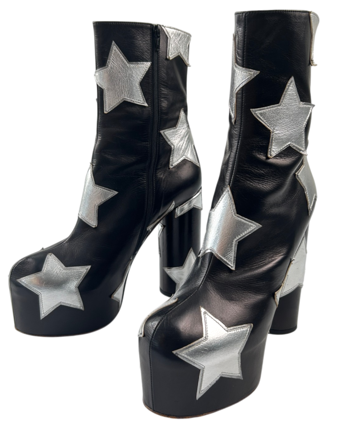 VETEMENTS Silver Star Patch Platform Ankle Boots