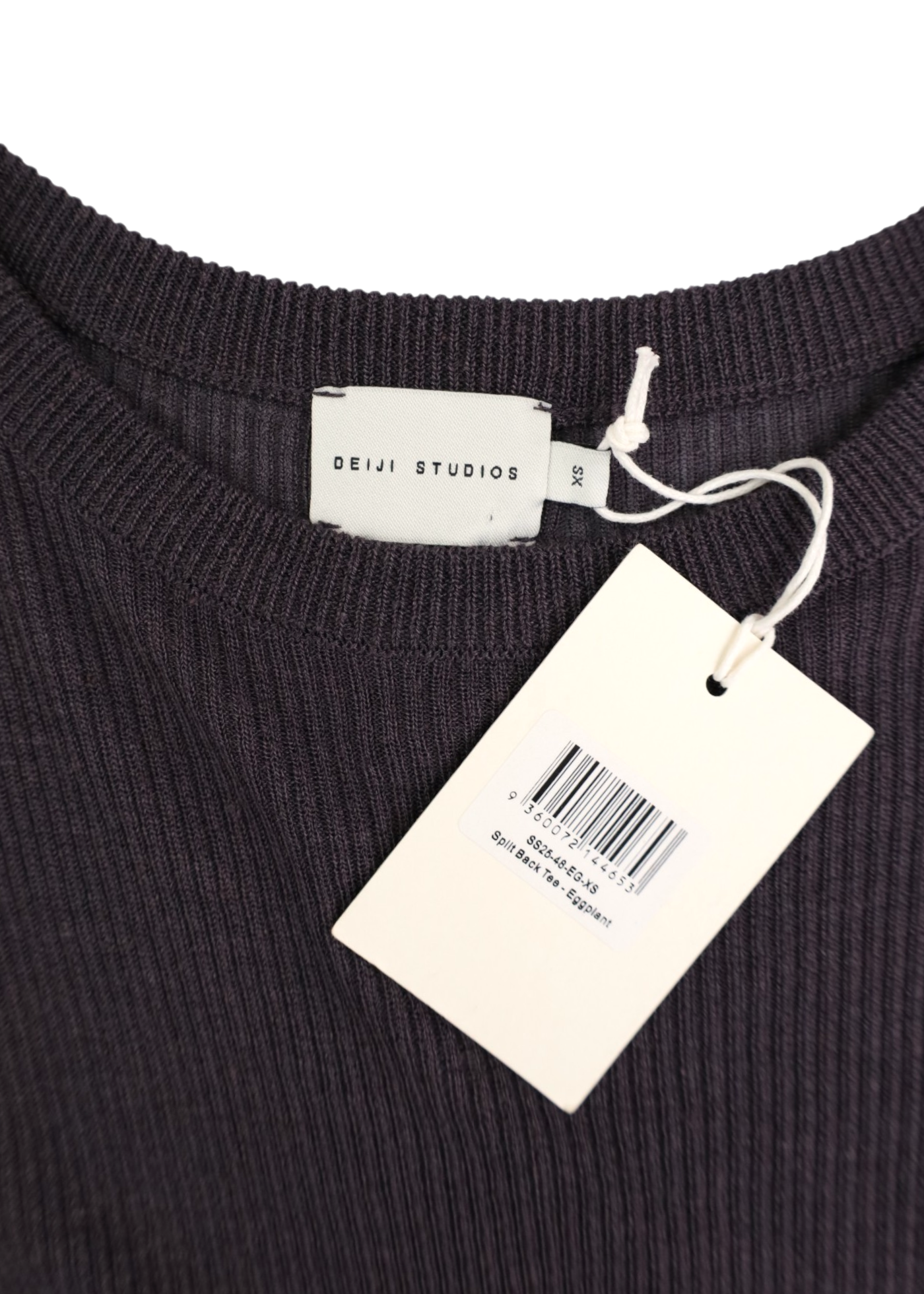 DEIJI STUDIOS (NWT) Eggplant Purple 'Split Back' Rib Top