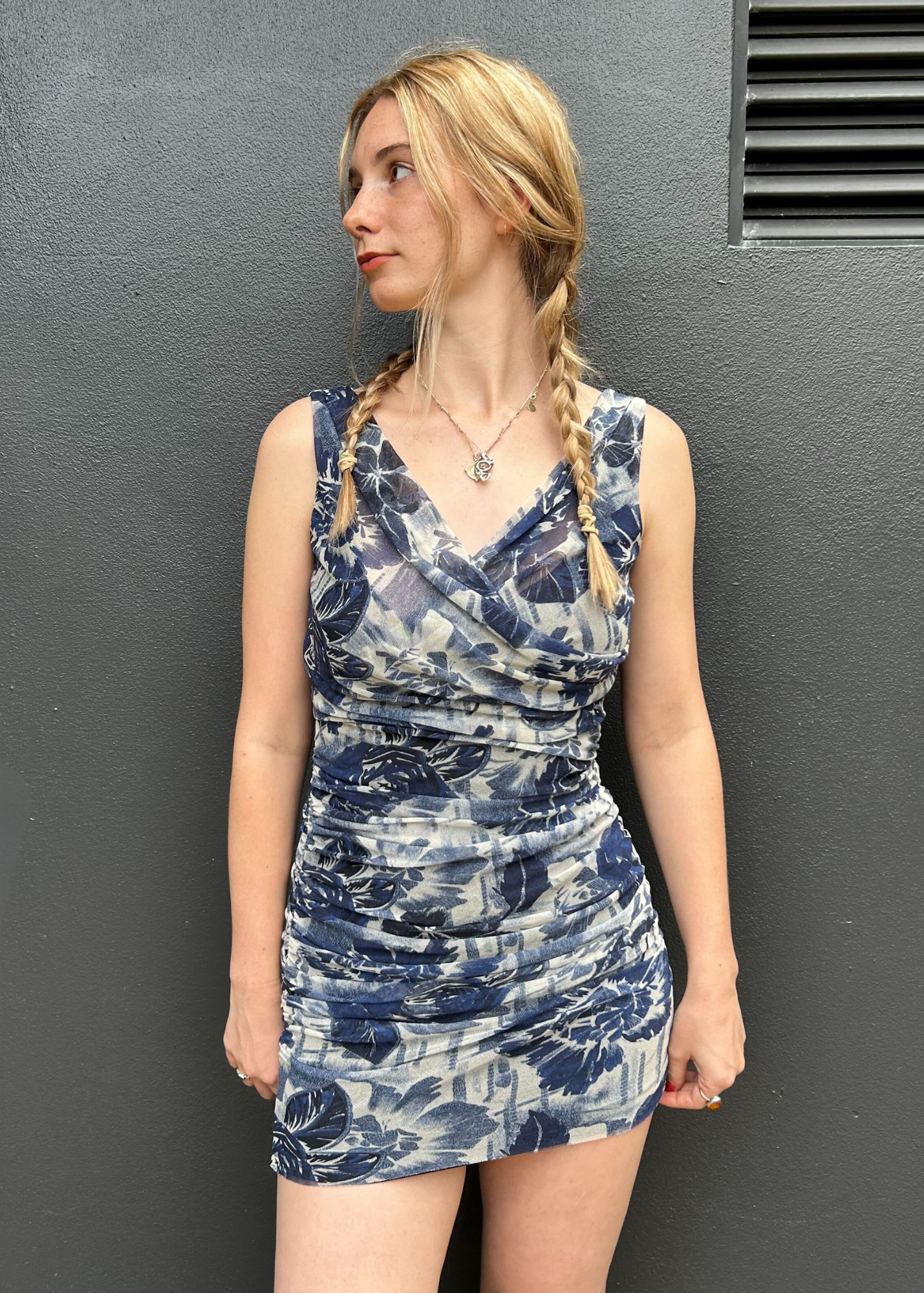 JEAN PAUL GAULTIER 2000's Floral Mesh Mini Dress