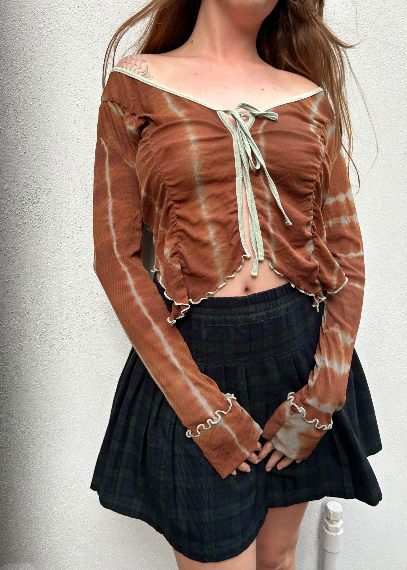 MAROSKE PEECH Tie Dye 'Butterfly' Mesh Long Sleeve