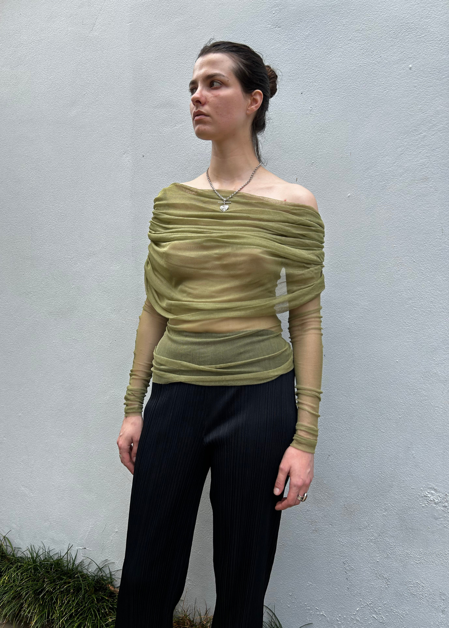 CHRISTOPHER ESBER (BNWT) 'Veiled Silk Tulle' Gathered Top