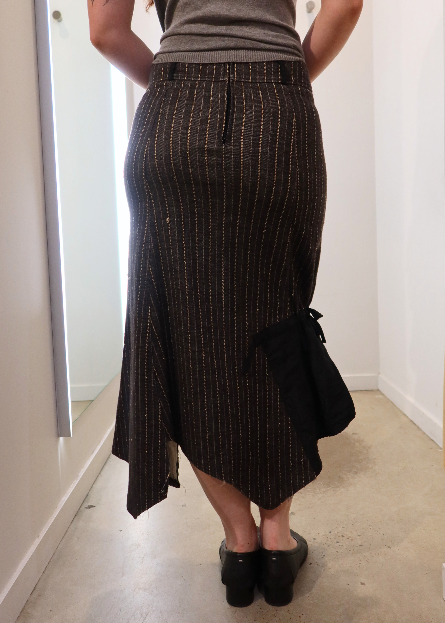 REBA (AS IS) Knit Stripe Multi Pocket Midi Skirt