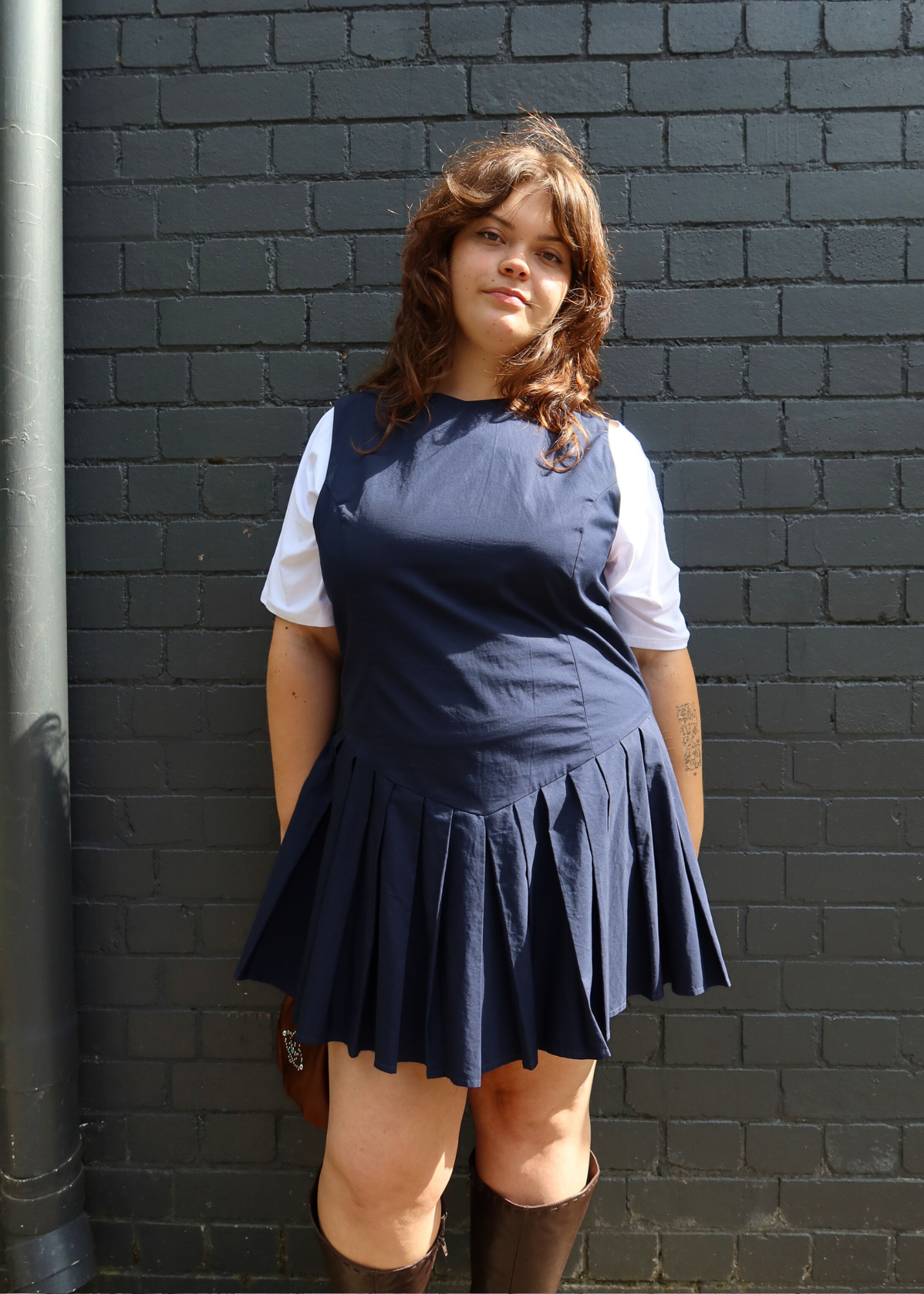 KATHARINA LOU Navy Pleat Mini Dress