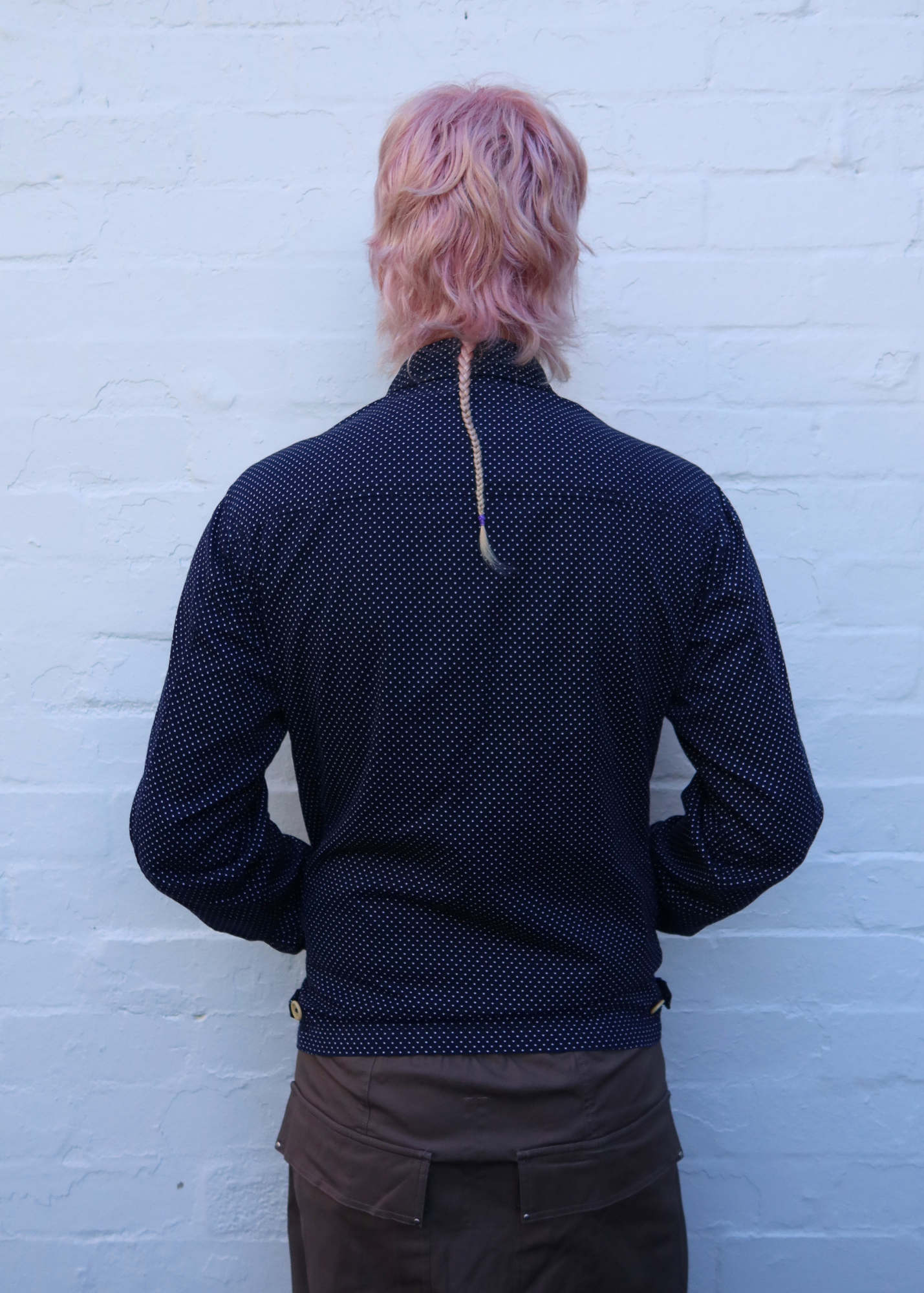 JIGSAW VINTAGE Cotton Navy/White Polka Dot Collared Jacket