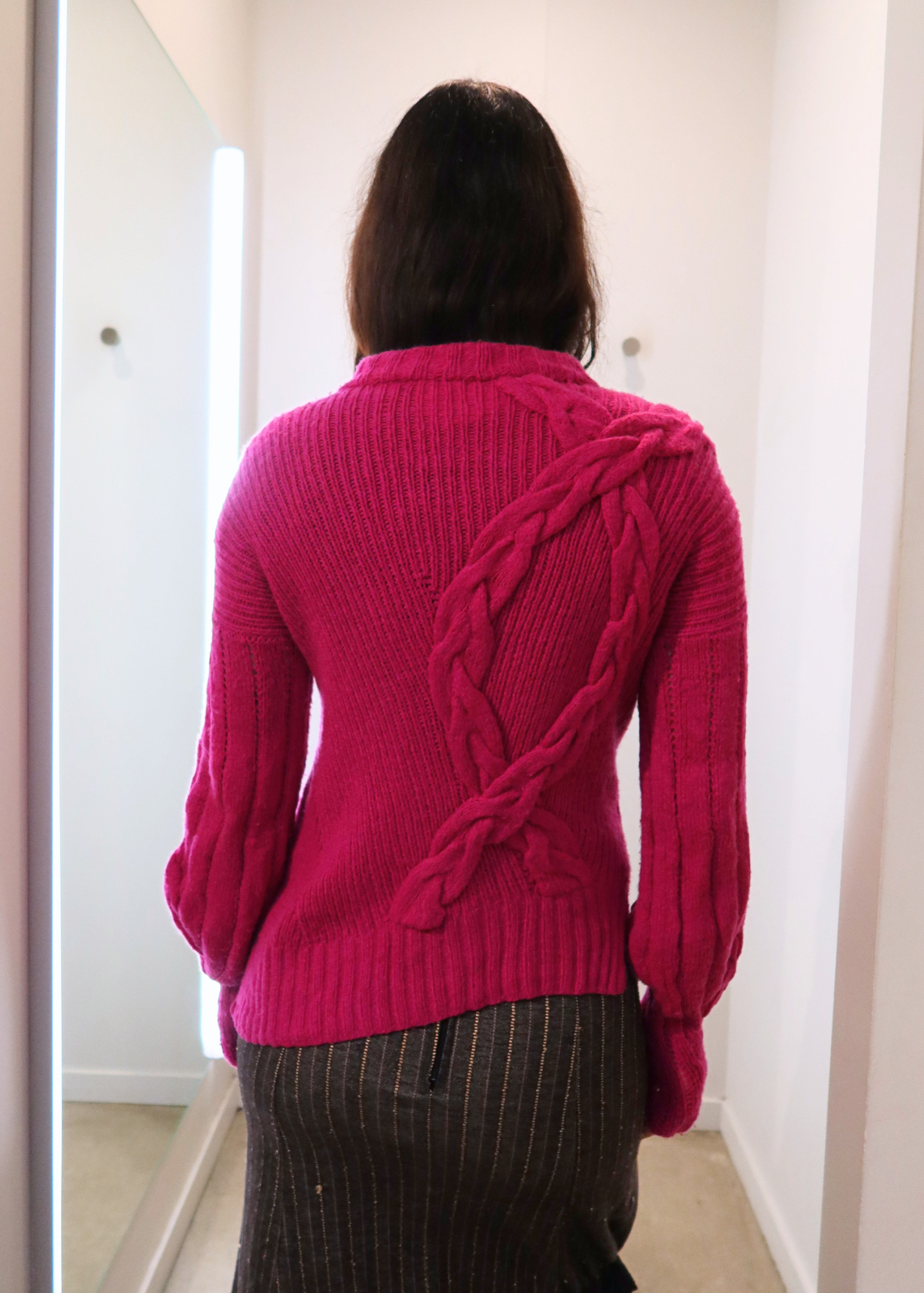 ALEJANDRA ALONSO ROJAS Fuchsia Cashmere Blend Cable Knit Jumper