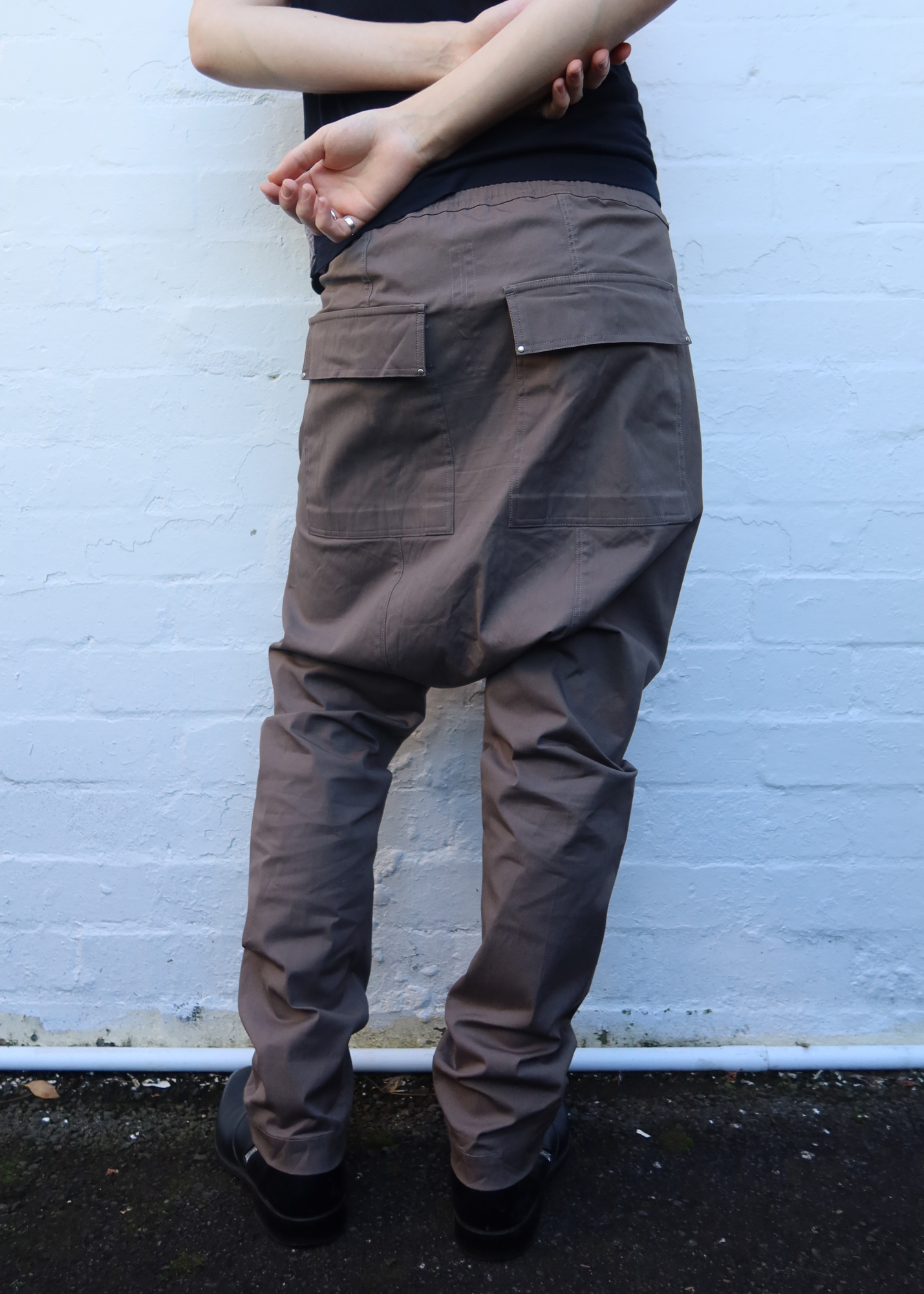 RICK OWENS FW22 Taupe Cotton Dropcrotch Pants