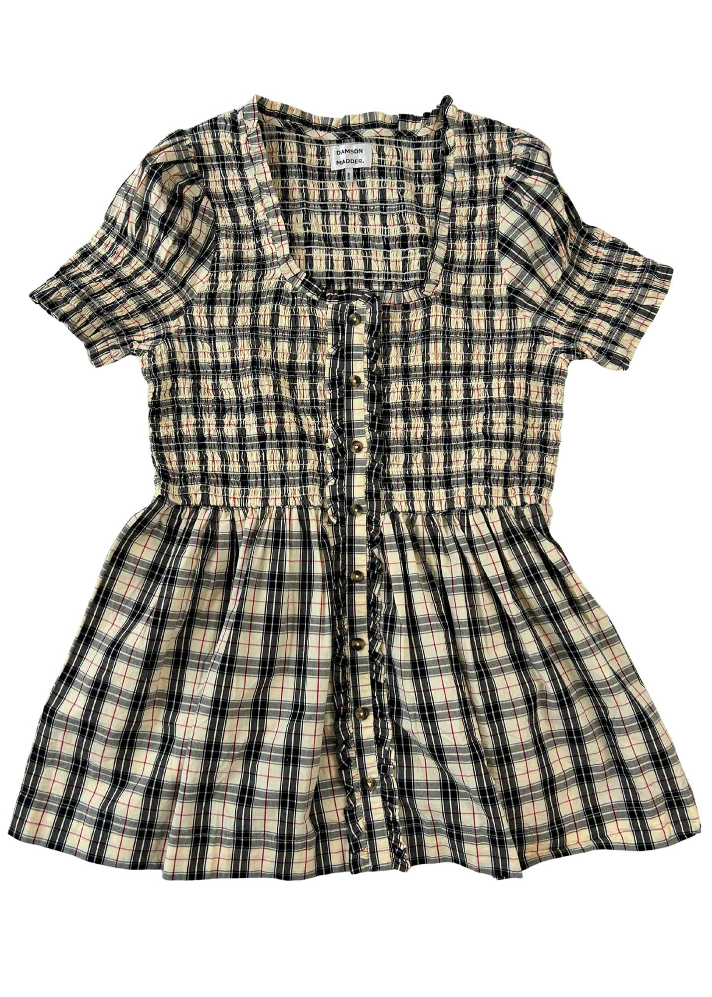 DAMSON MADDER Check Ruched Mini Dress