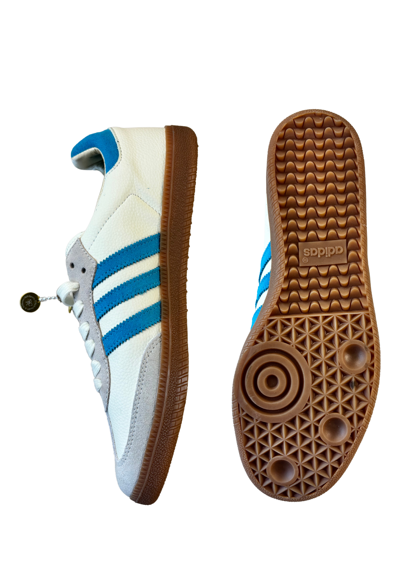 ADIDAS X SPORTY & RICH (BNWT) Cream Blue Leather Sambas