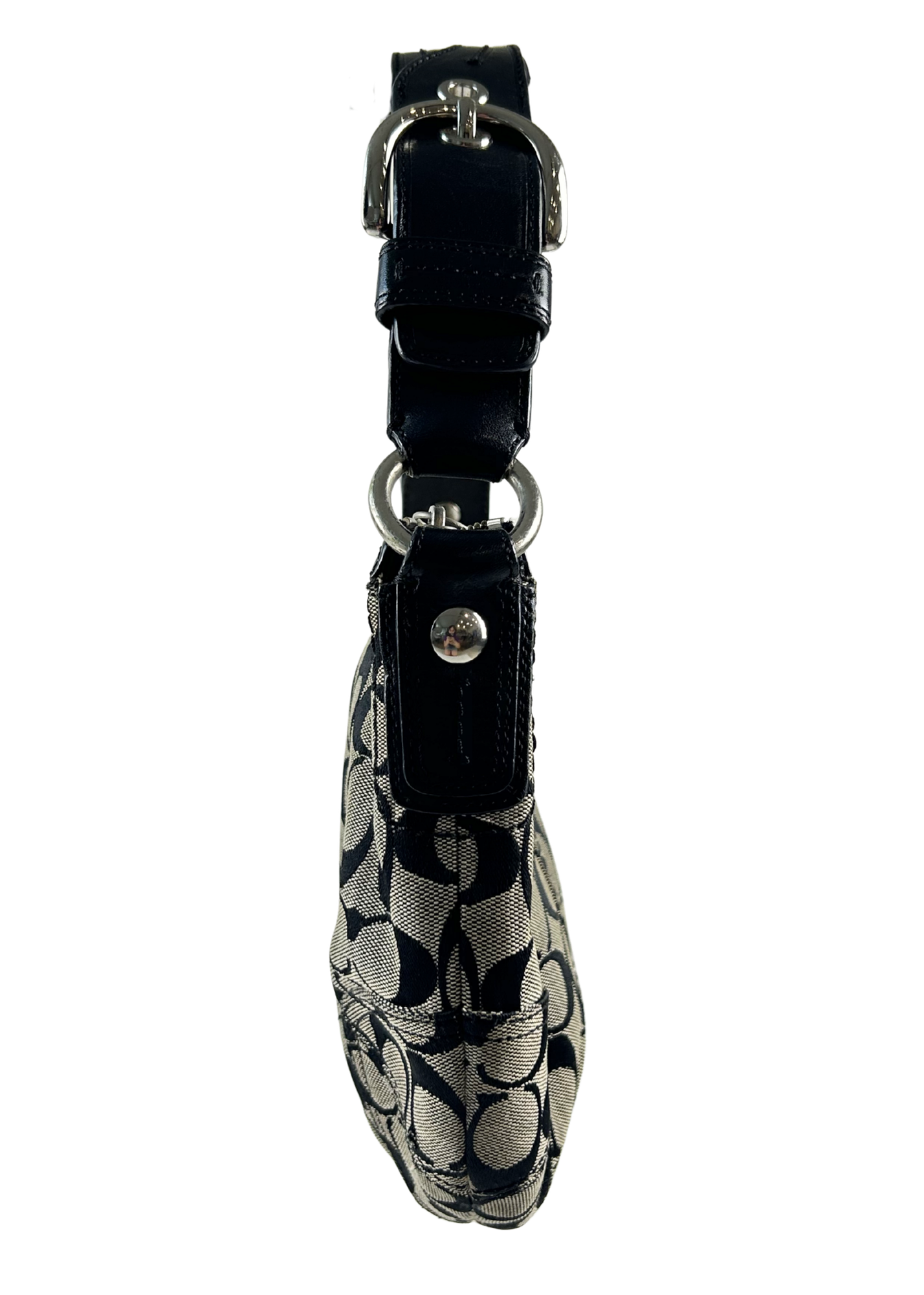 COACH Monogram Canvas Leather Strap Hobo Bag