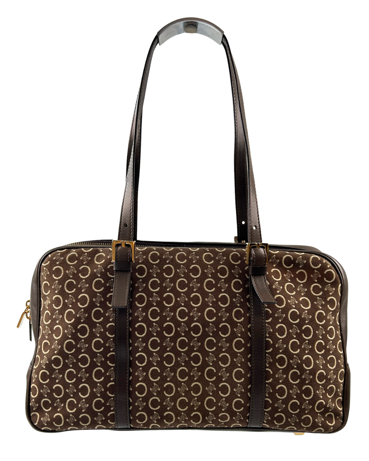 CELINE Vintage Brown 'Triomphe Macadam Boston' Bag