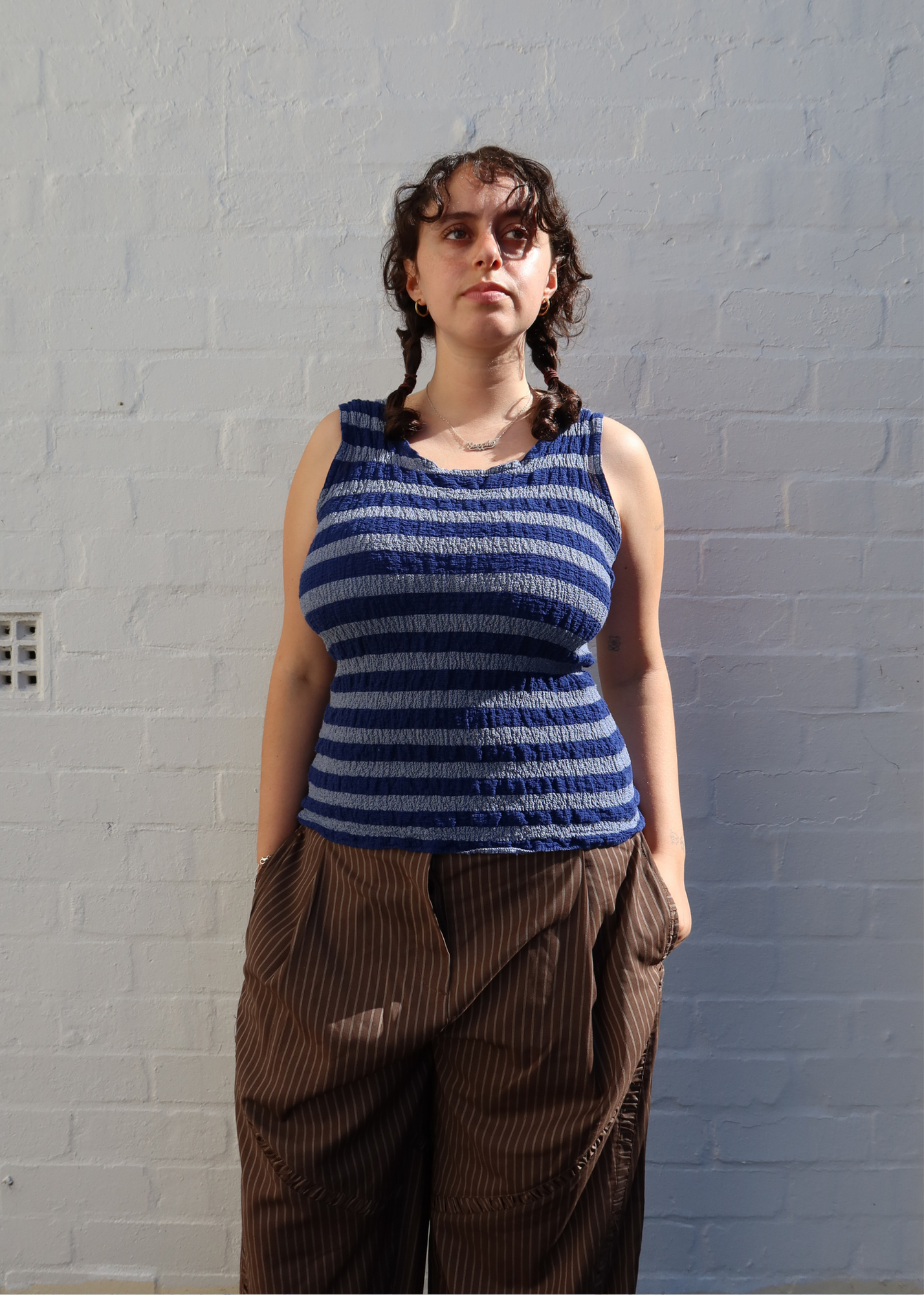 ISSEY MIYAKE ME (AS IS) Stripe Cauliflower Tank