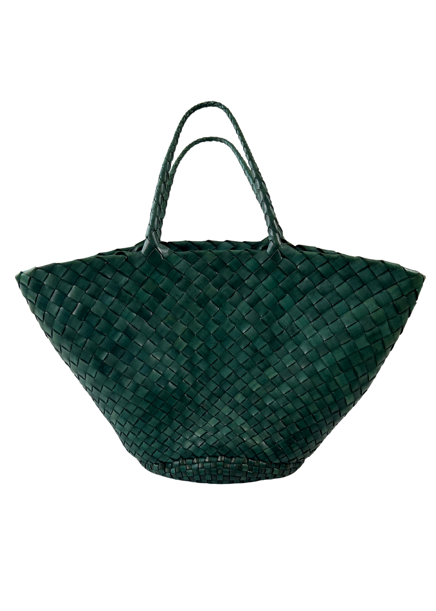DRAGON DIFFUSION 'Egola Forest Green' Woven Leather Tote