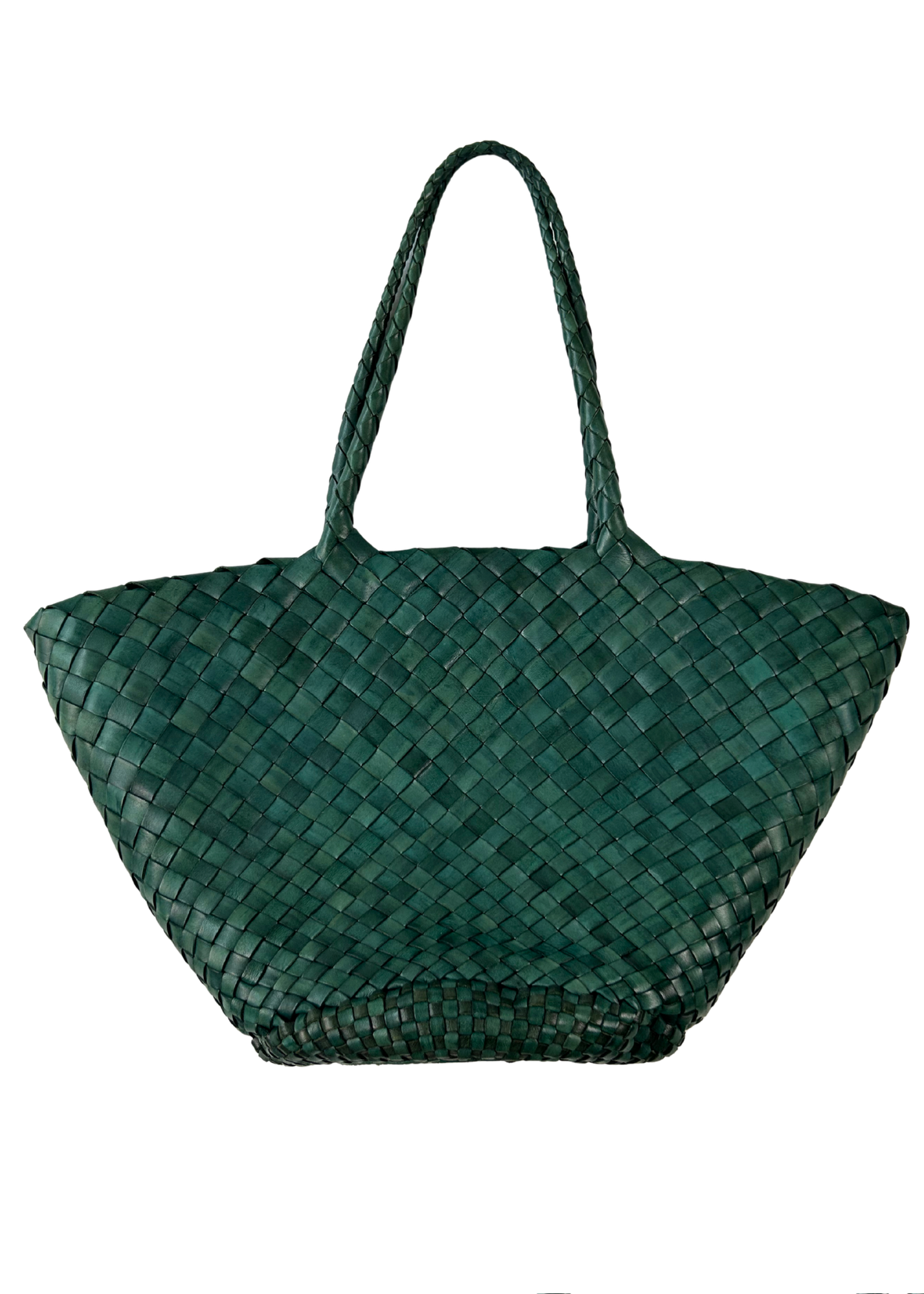 DRAGON DIFFUSION 'Egola Forest Green' Woven Leather Tote