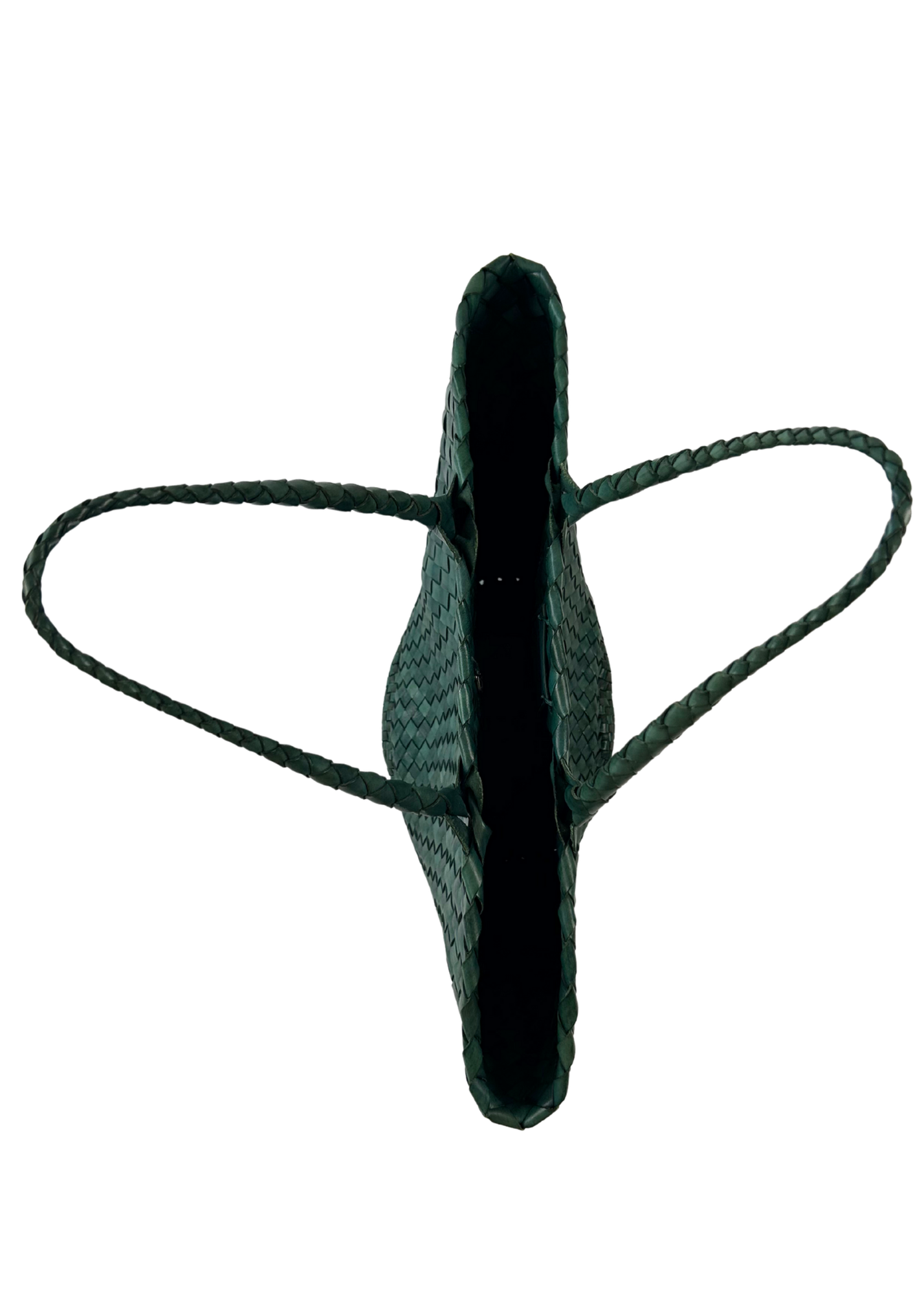 DRAGON DIFFUSION 'Egola Forest Green' Woven Leather Tote