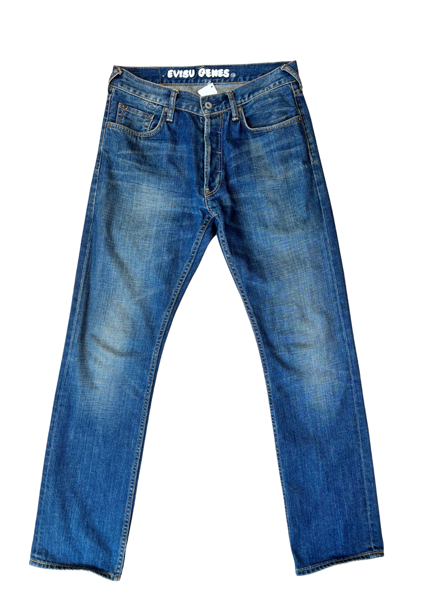 EVISU Blue Rinse Raw Denim Jeans