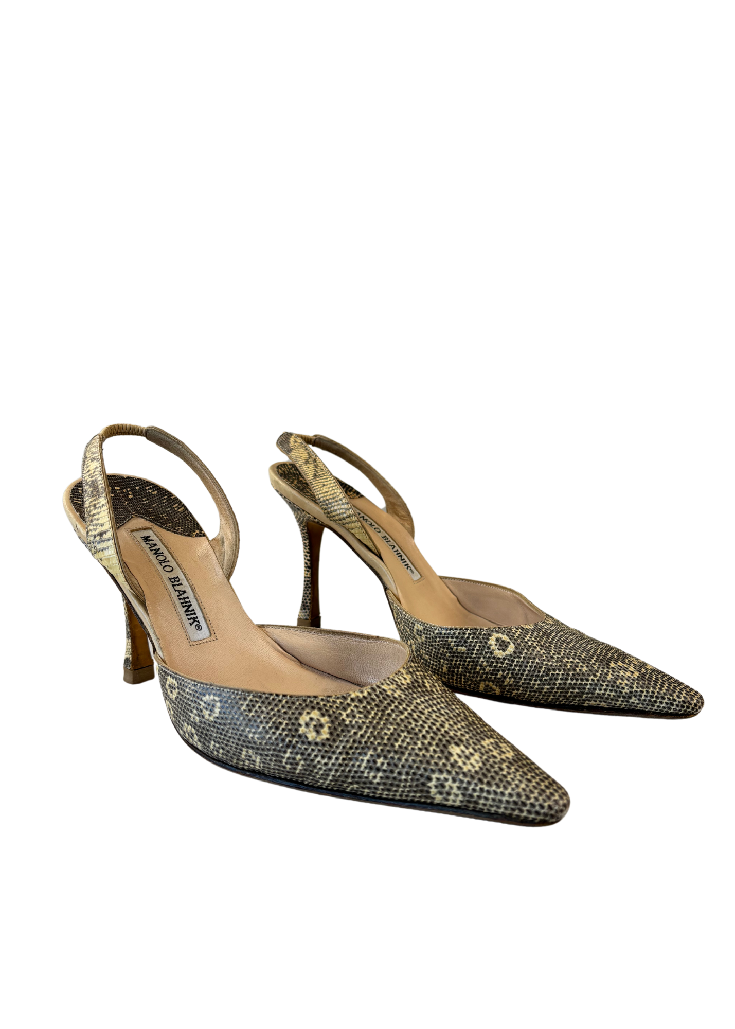 MANOLO BLAHNIK 'Carolyne' Lizard Slingback Heels