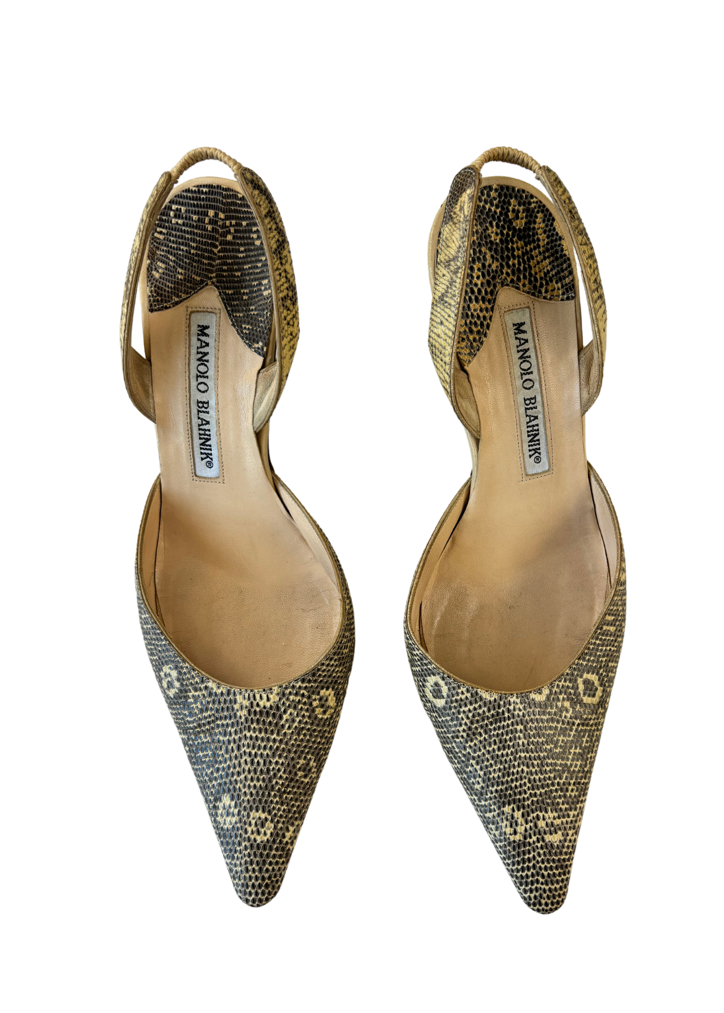 MANOLO BLAHNIK 'Carolyne' Lizard Slingback Heels