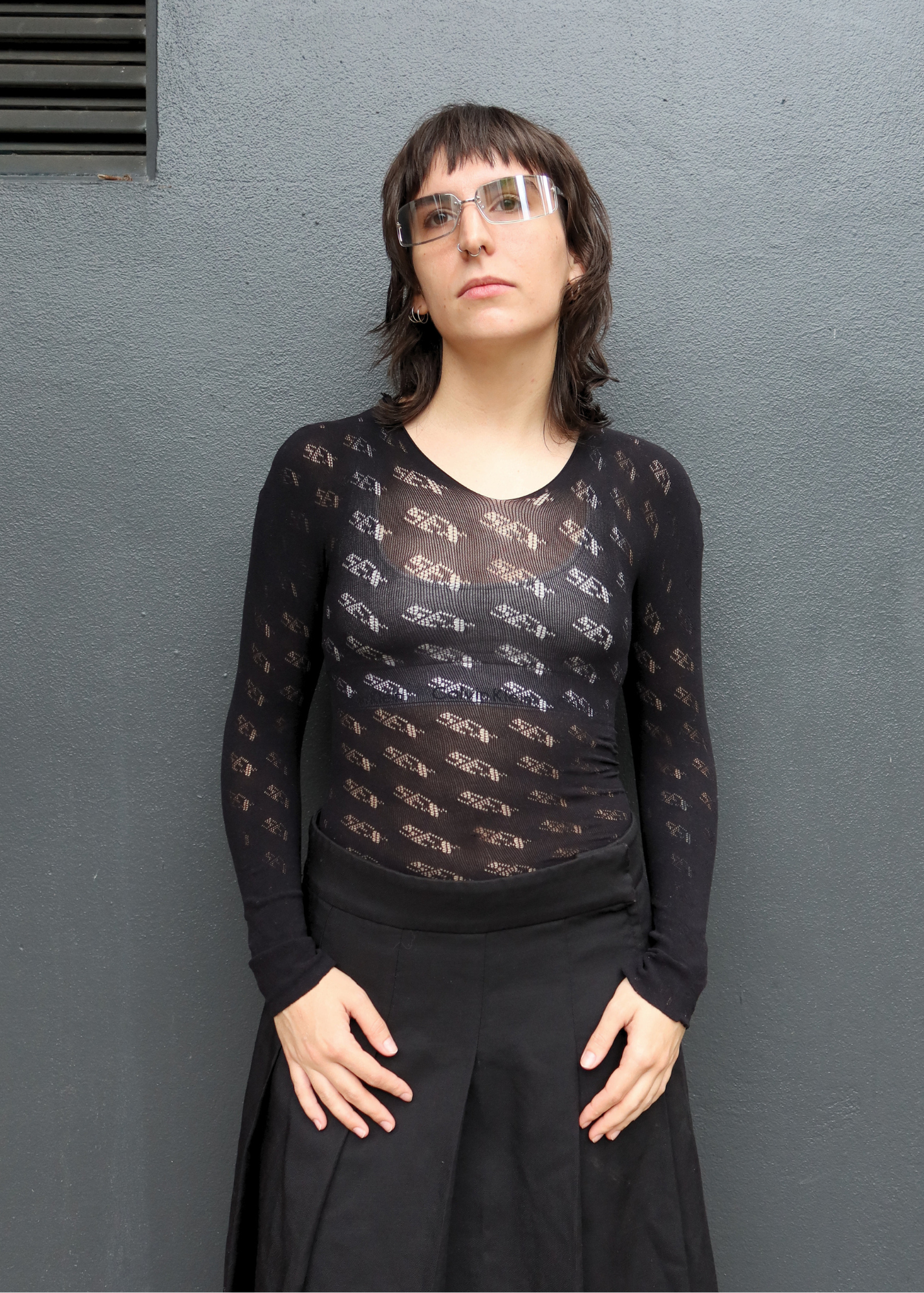 R&M Leather 'Lust' Stretch Mesh Top