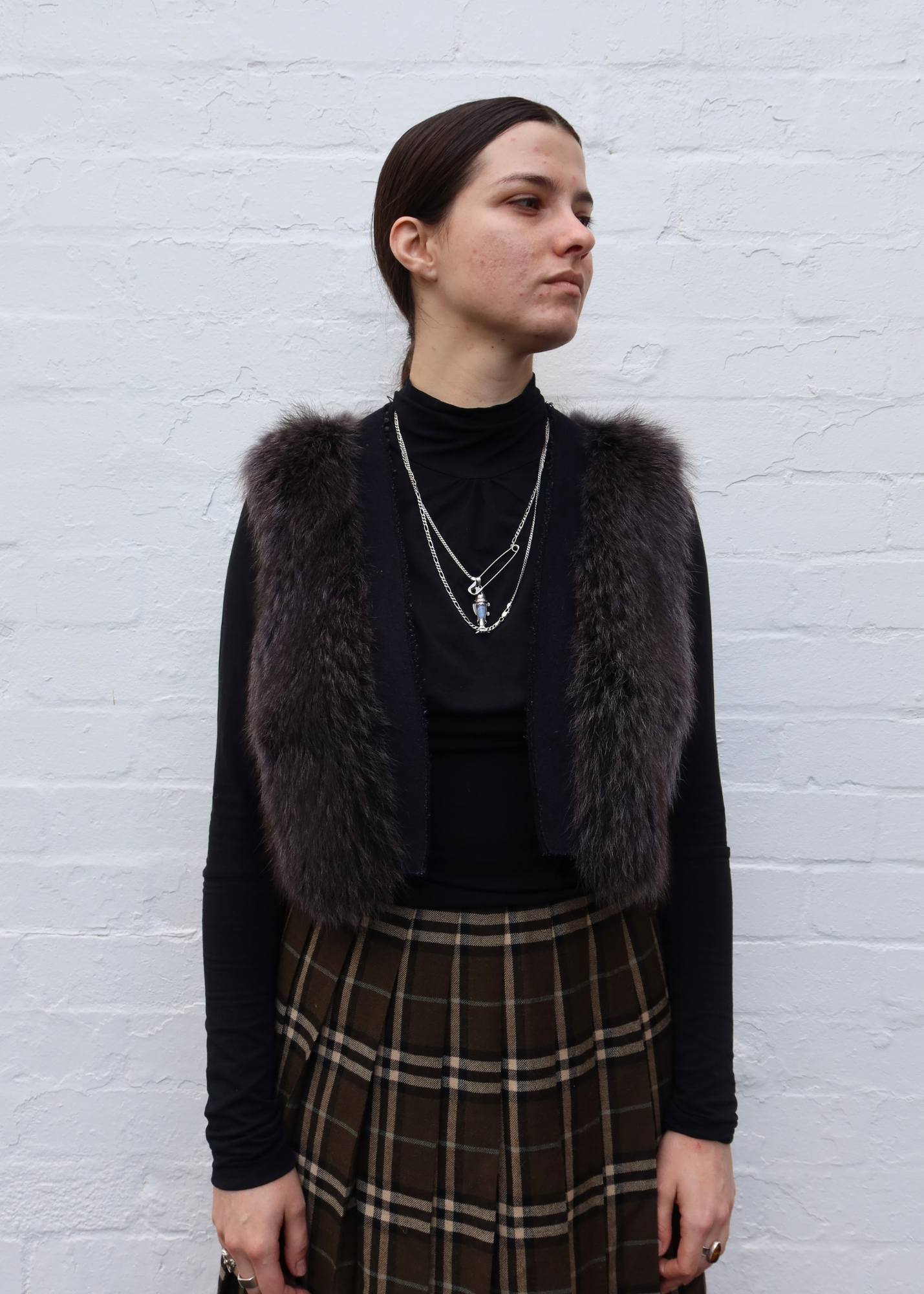 MARNI Wool/Racoon Fur Open Vest