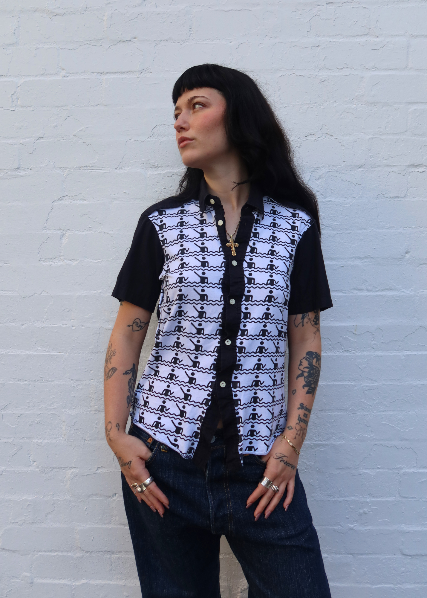 COMME DES GARCONS SHIRT Swimming Figure Print Shirt