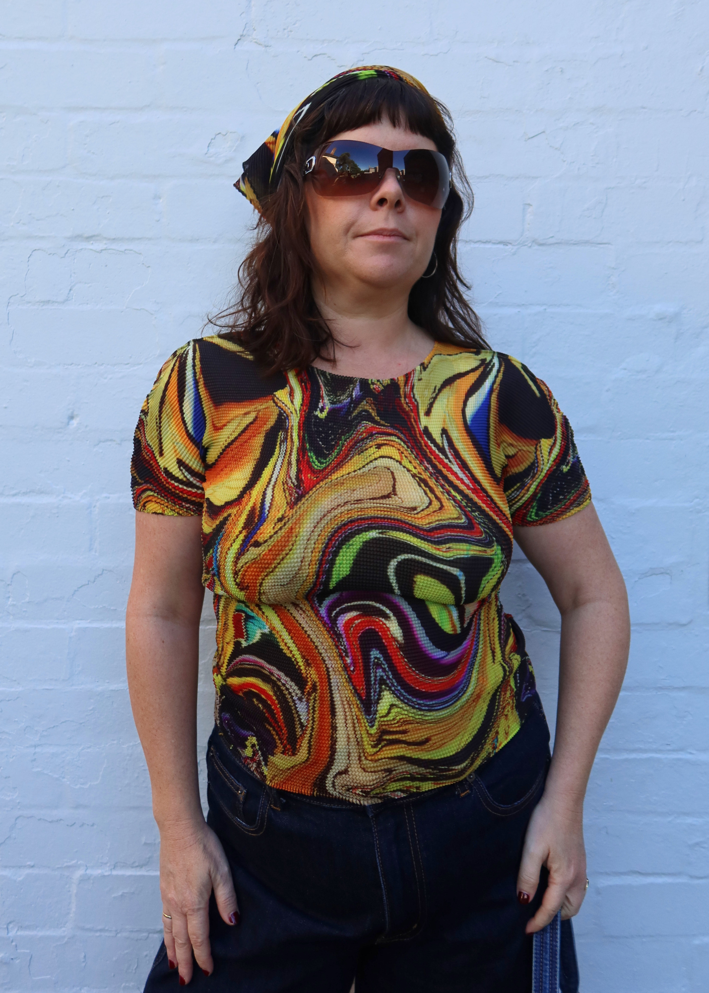 ISSEY MIYAKE ME Marbled Swirl Cubic Pleat Top